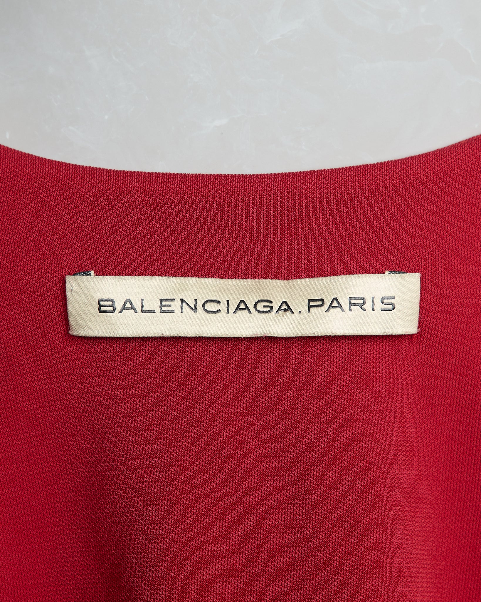 Balenciaga Red Draped Tank Top - SS12 tag detail