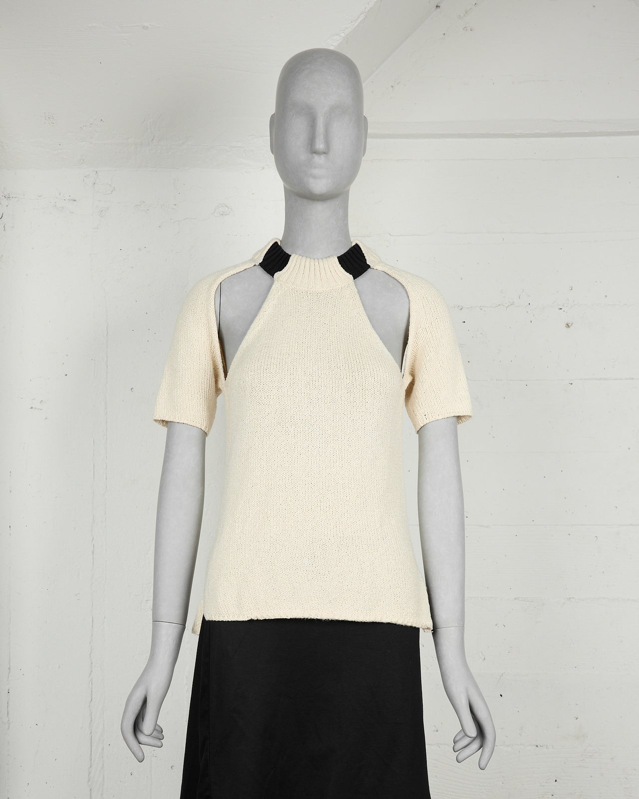 Celine by Phoebe Philo Cut-Out Short Sleeve Knitted Top