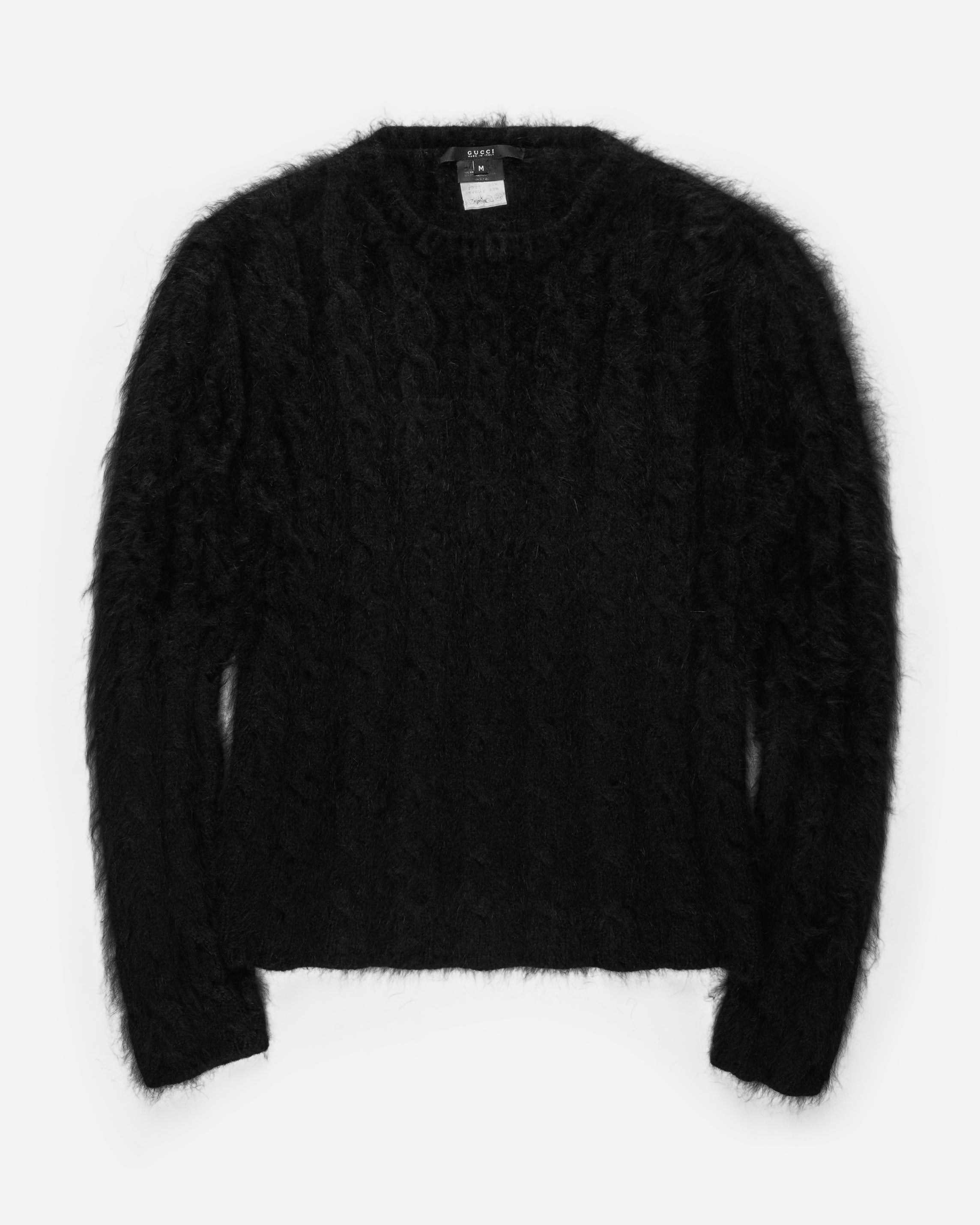 Gucci by Tom Ford Black Angora Cable Knit Sweater - SILVER LEAGUE