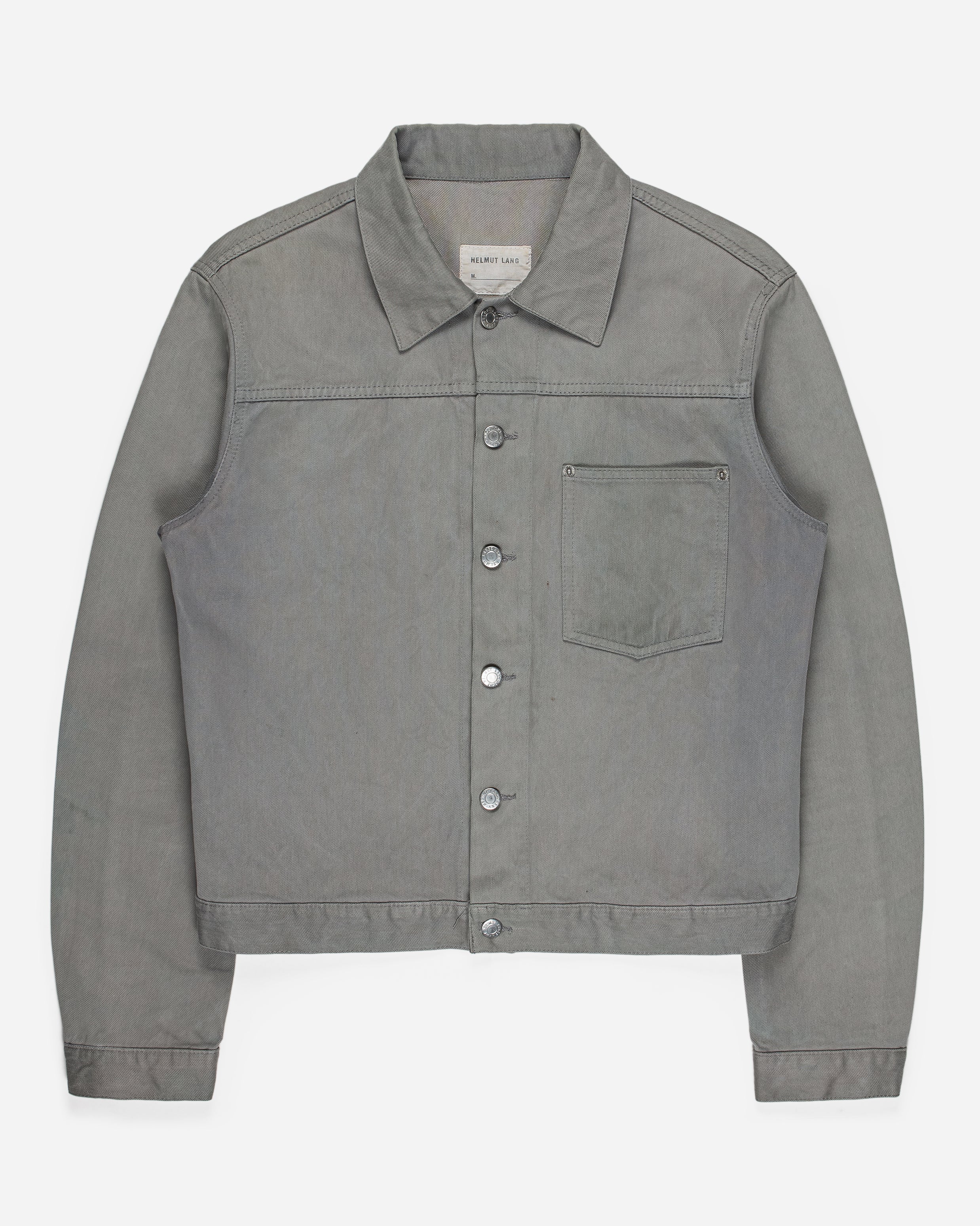 Helmut Lang Slate Grey Raw Silk Denim Trucker Jacket - SS02