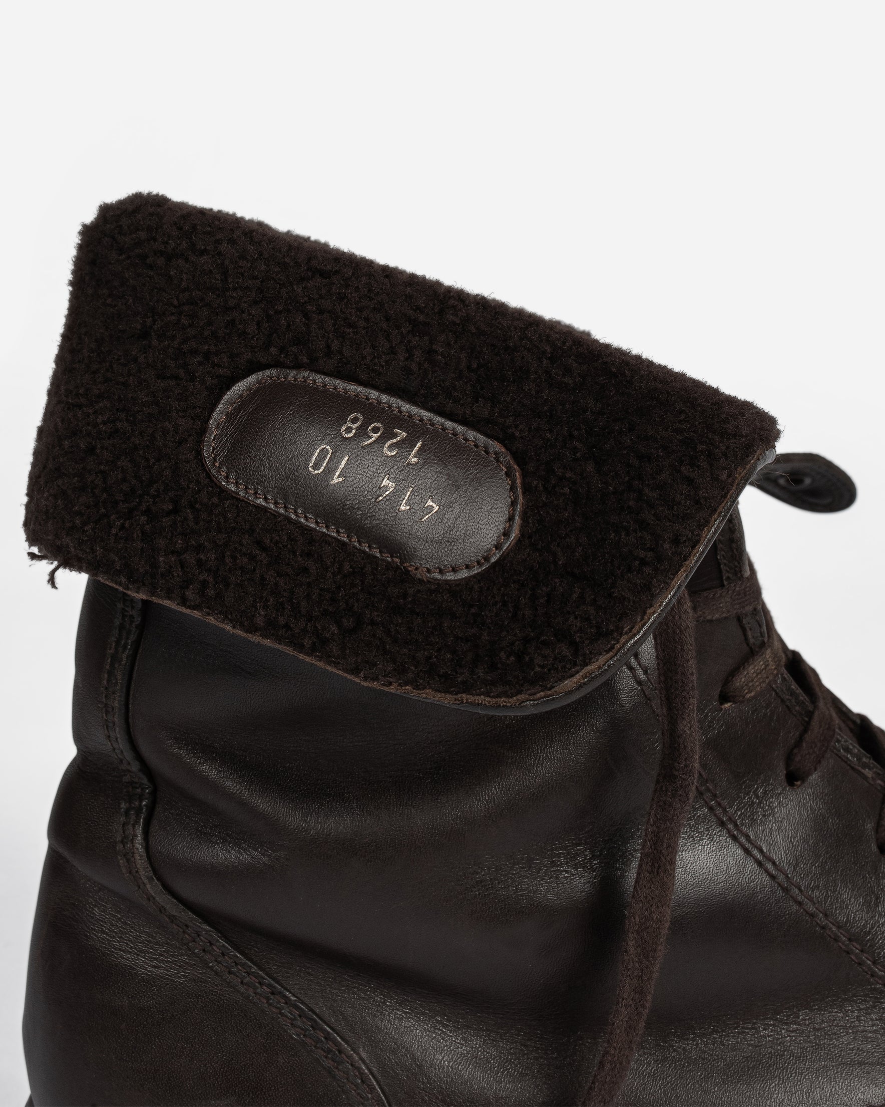 Helmut Lang Brown Fleece-Lined Leather Combat Boots - AW03