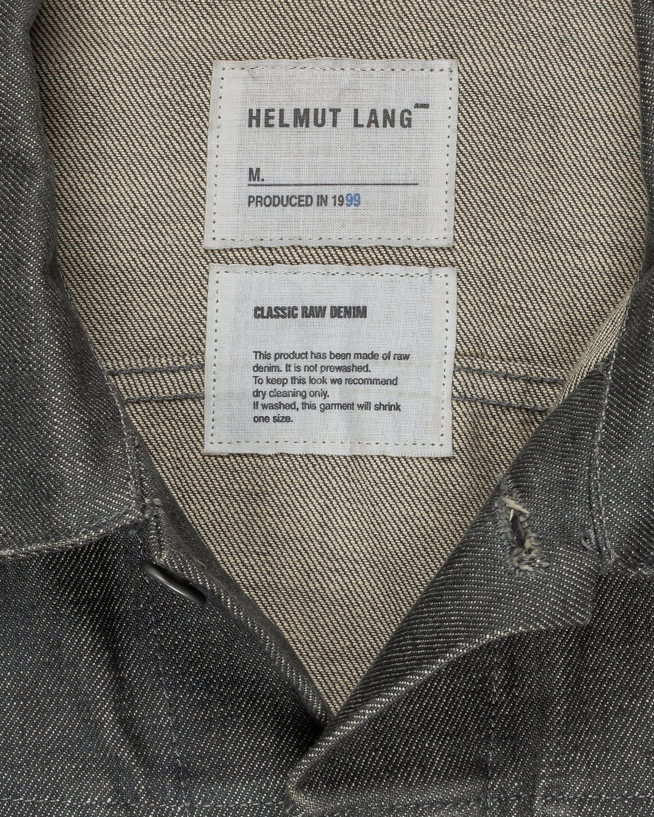 Helmut Lang Charcoal Grey Raw Denim Trucker Jacket - 1999 - SILVER