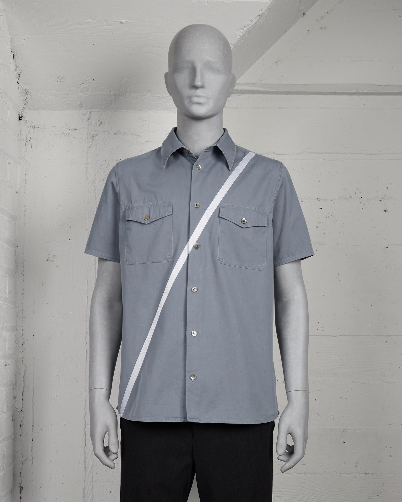 Helmut Lang Satin Striped Short Sleeved Shirt - SS98