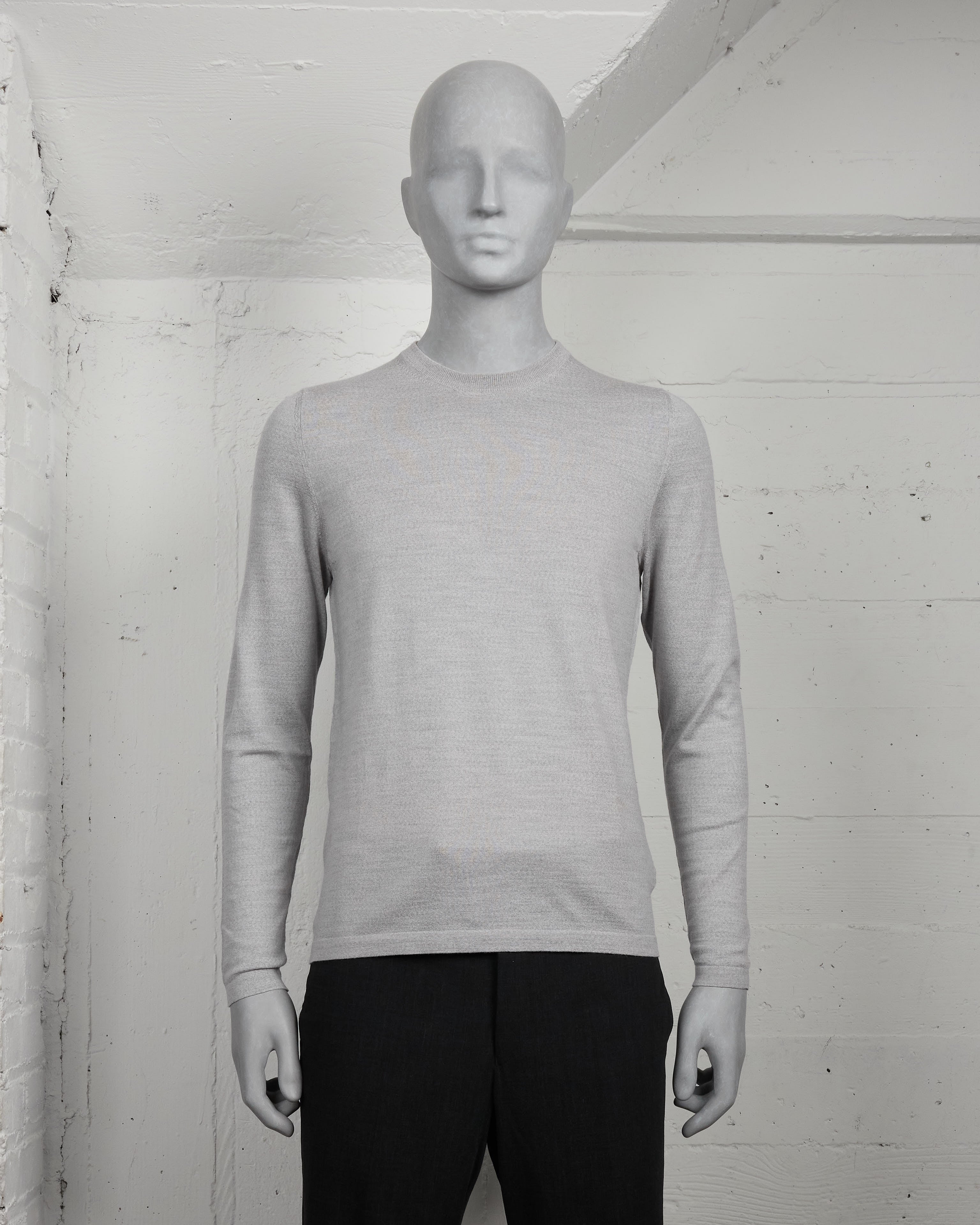 Helmut Lang Grey Melange Wool Long Sleeve - AW03 - SILVER LEAGUE