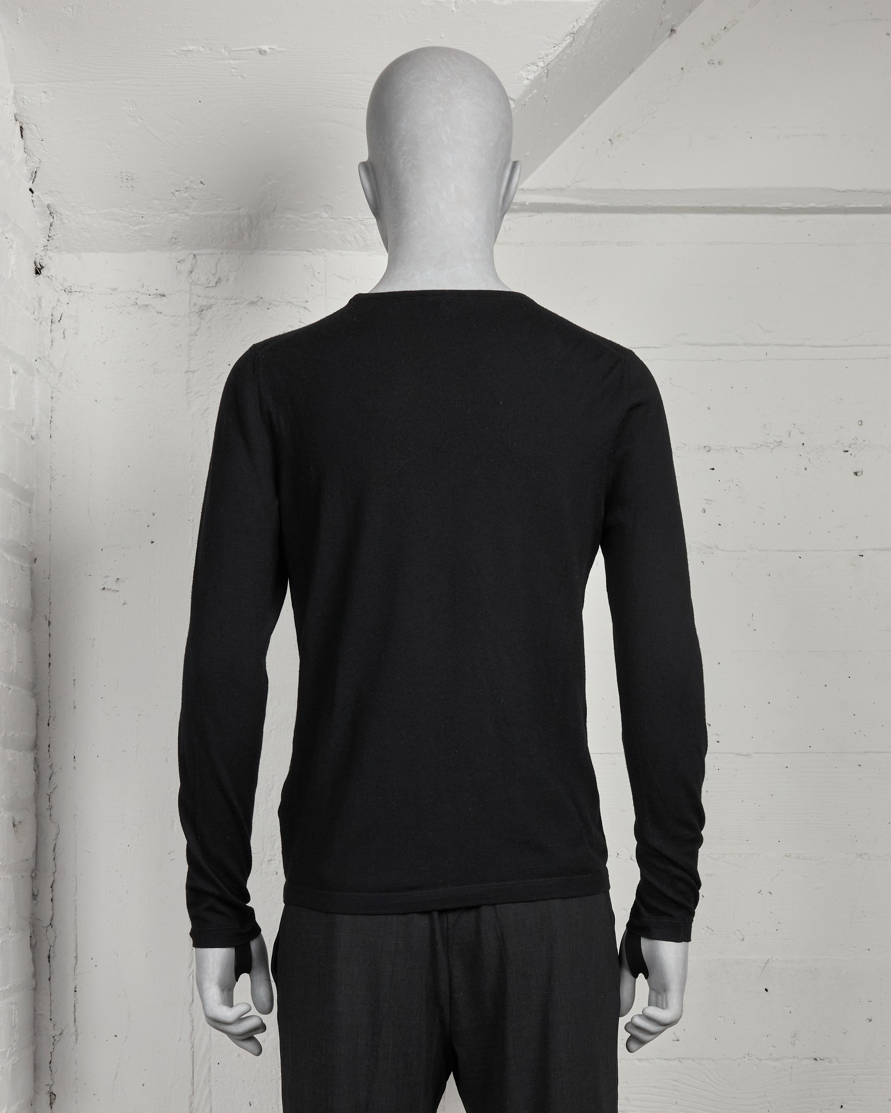 Helmut Lang Bondage Strap Knit Long Sleeve Tee - AW03 - SILVER