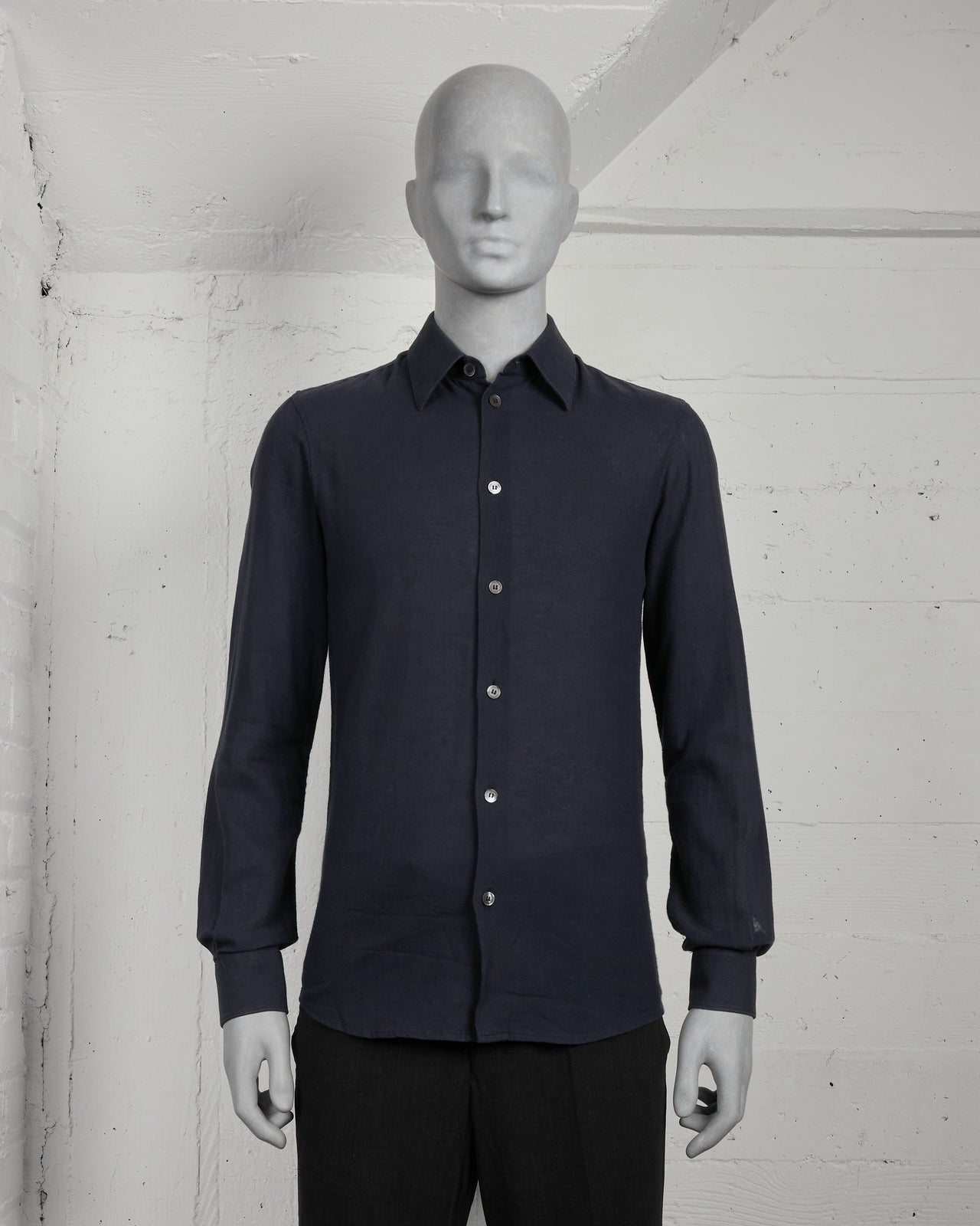 Helmut Lang Navy Cotton Pique Shirt w/ Elbow Pockets - AW03