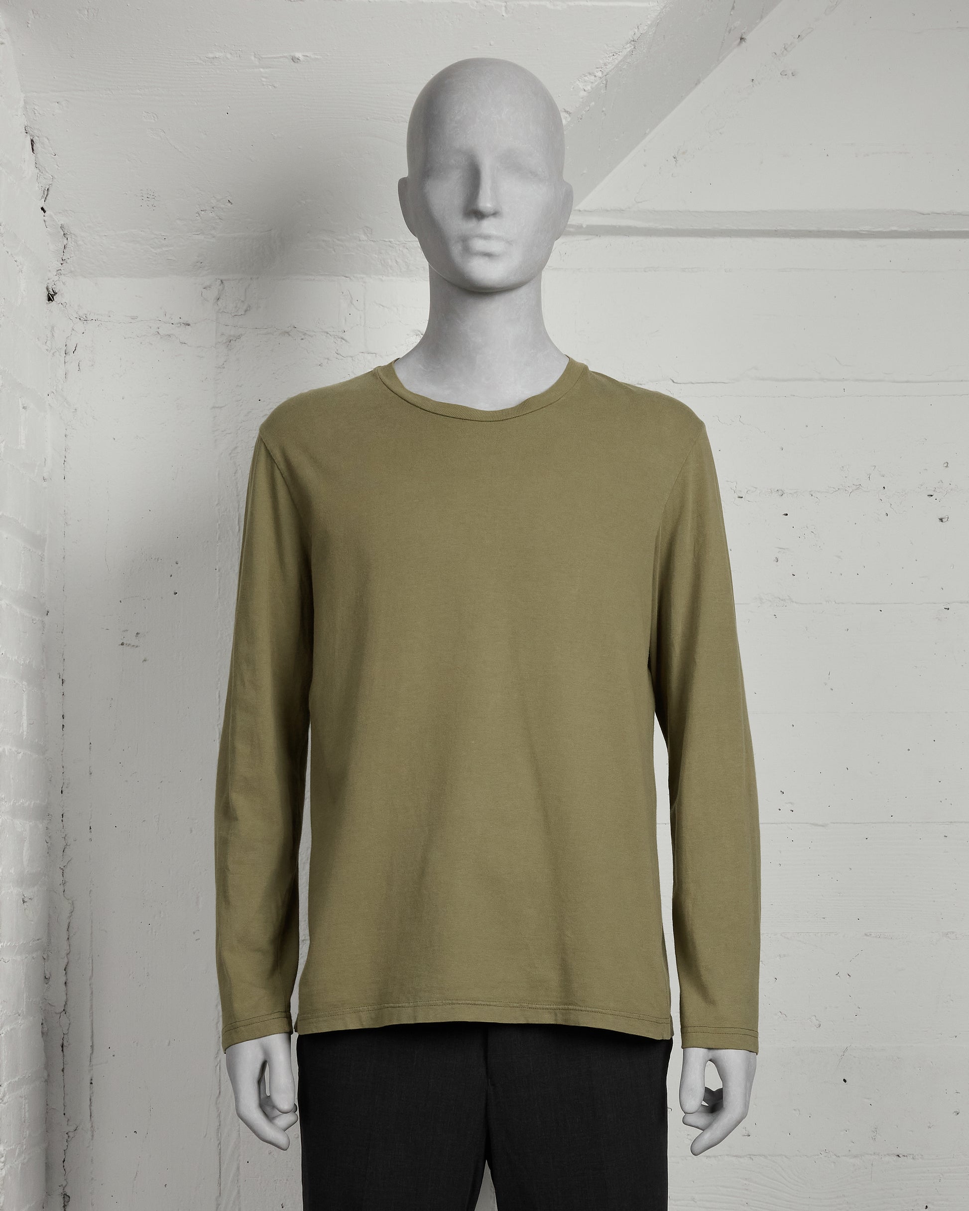 Helmut Lang Olive Long Sleeve Tee - 1990s - SILVER LEAGUE