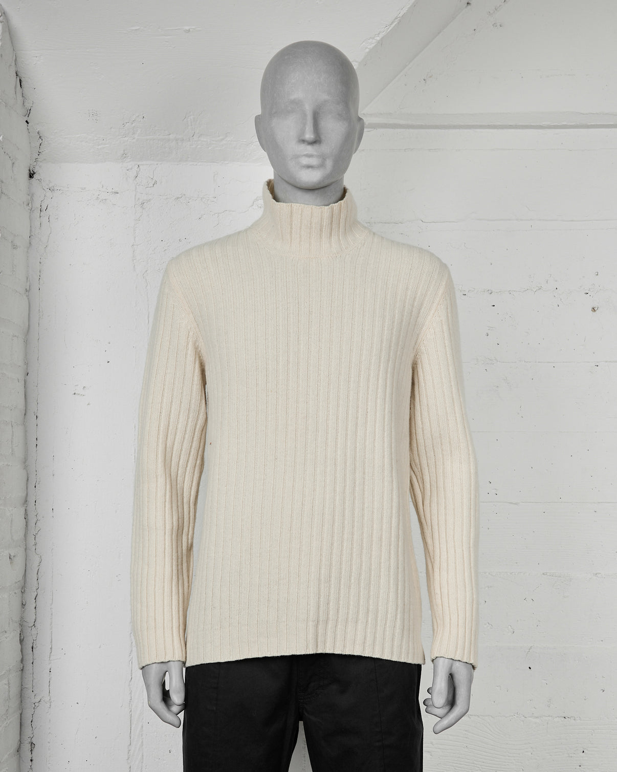 Helmut Lang Cream Ribbed Turtleneck - AW98 - SILVER LEAGUE