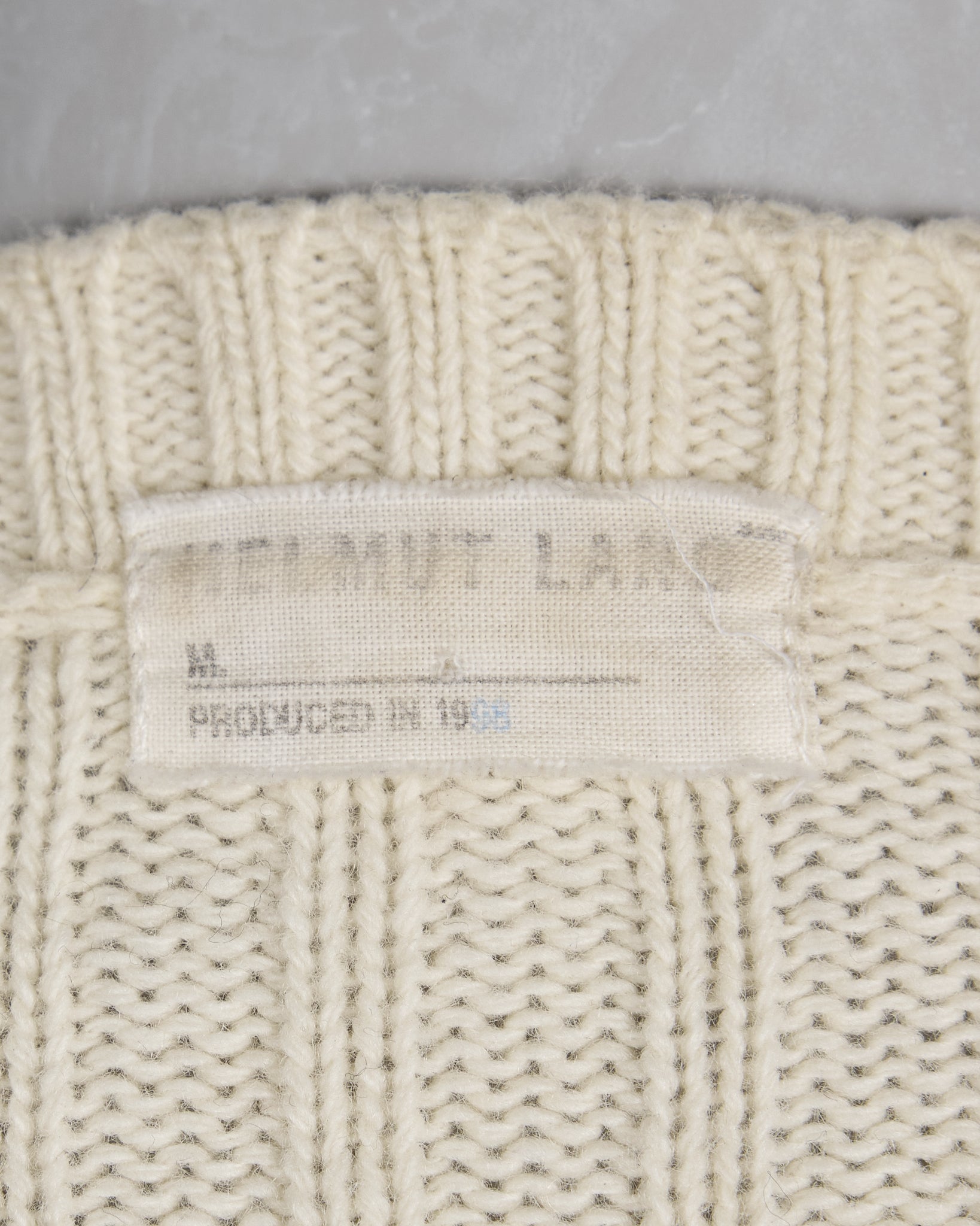 Helmut Lang Cream Ribbed Wool Knit Sweater - AW98 tag photo
