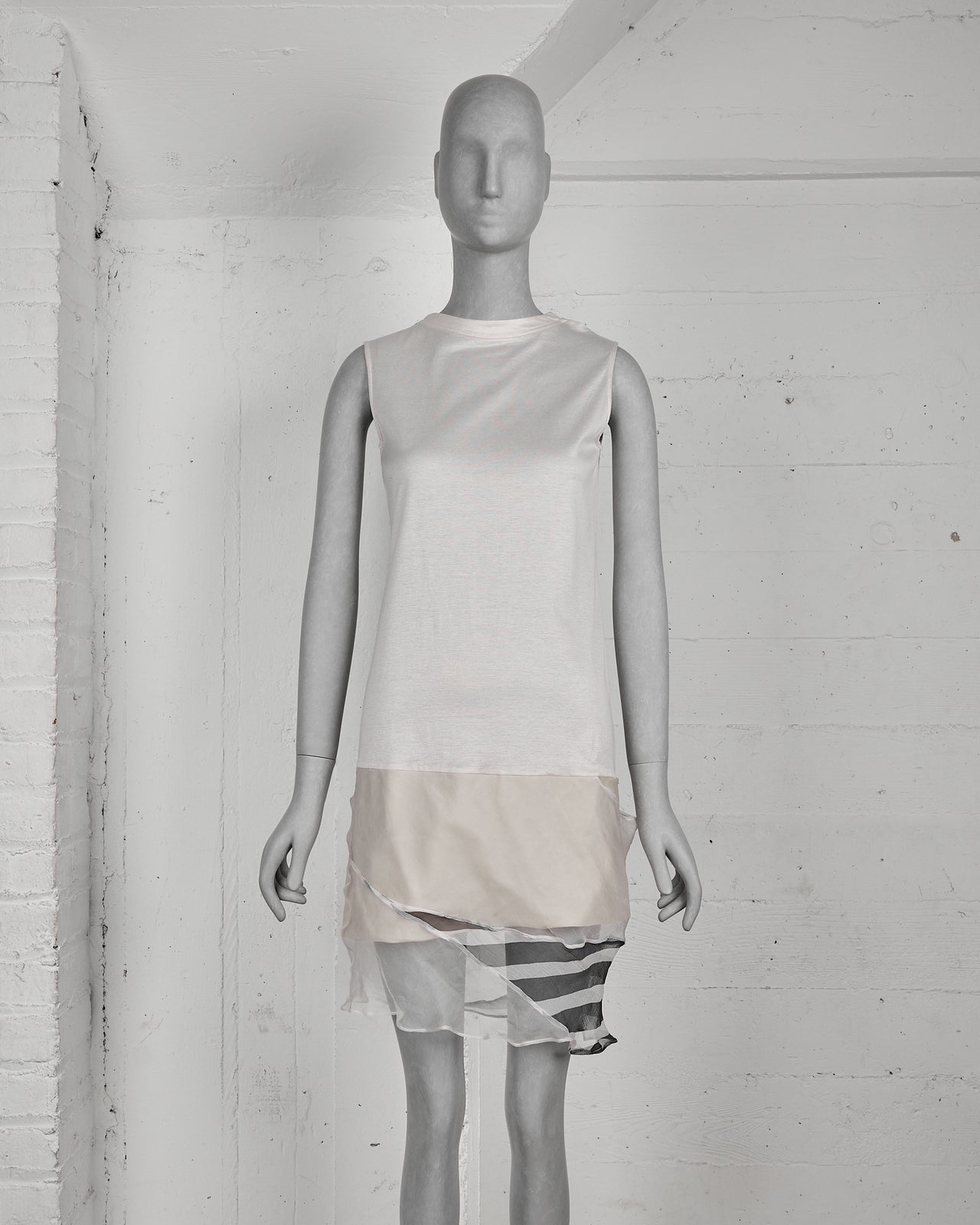 Helmut Lang White Sheer-Layered Dress - SS97