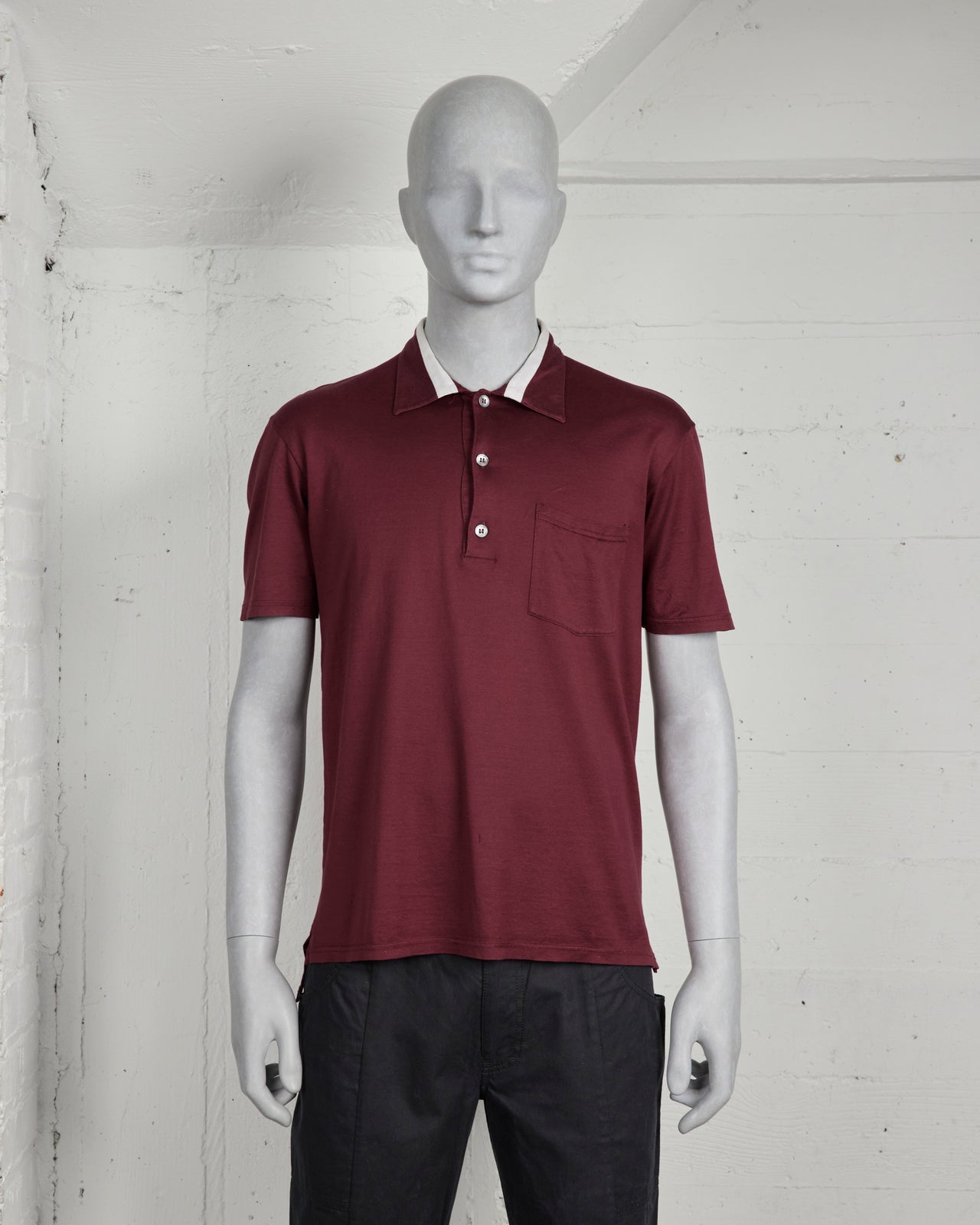 Helmut Lang Red Polo Shirt W/ Striped Collar front
