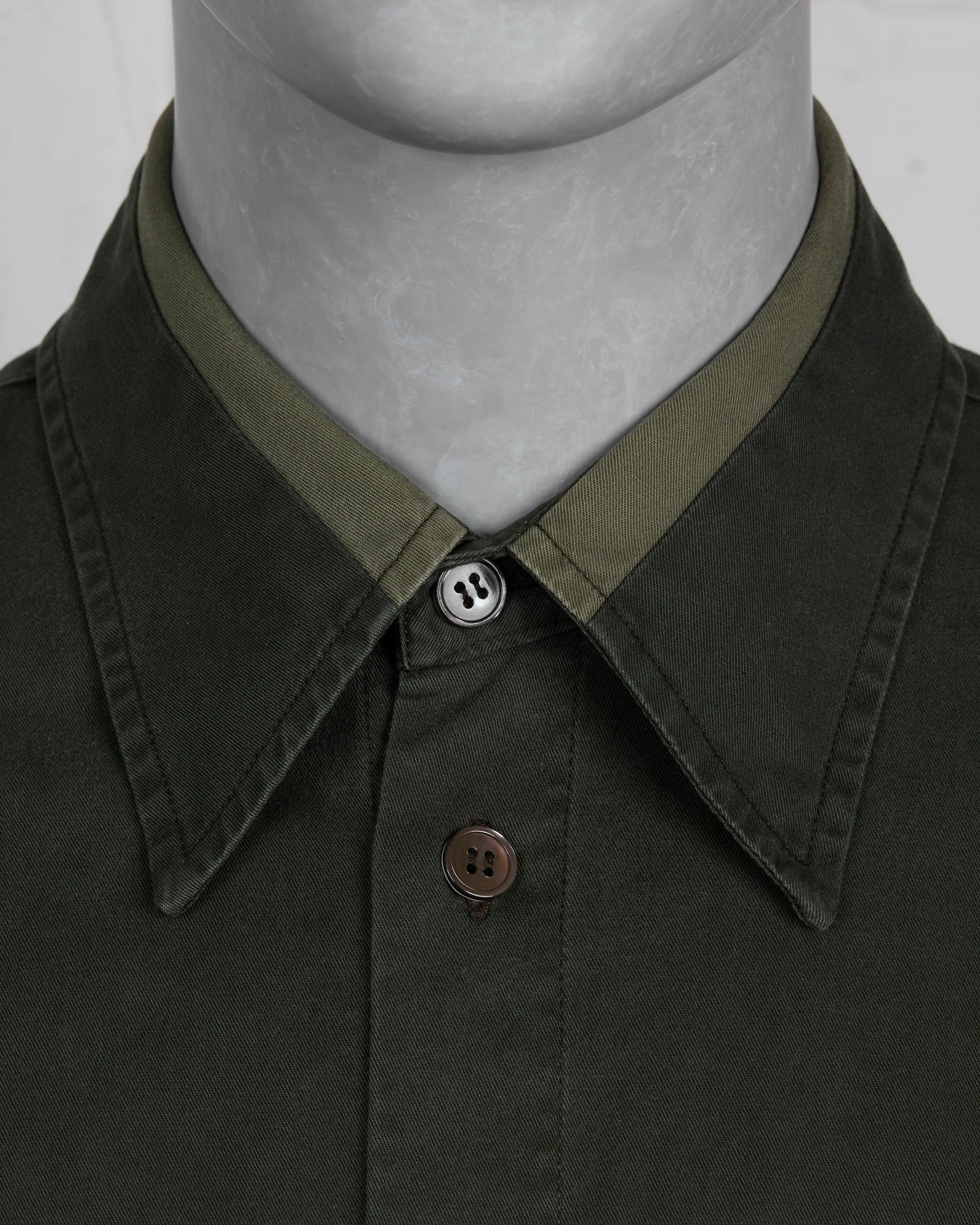 Helmut Lang Green Shirt W/ Striped Collar - SS96 - SILVER LEAGUE