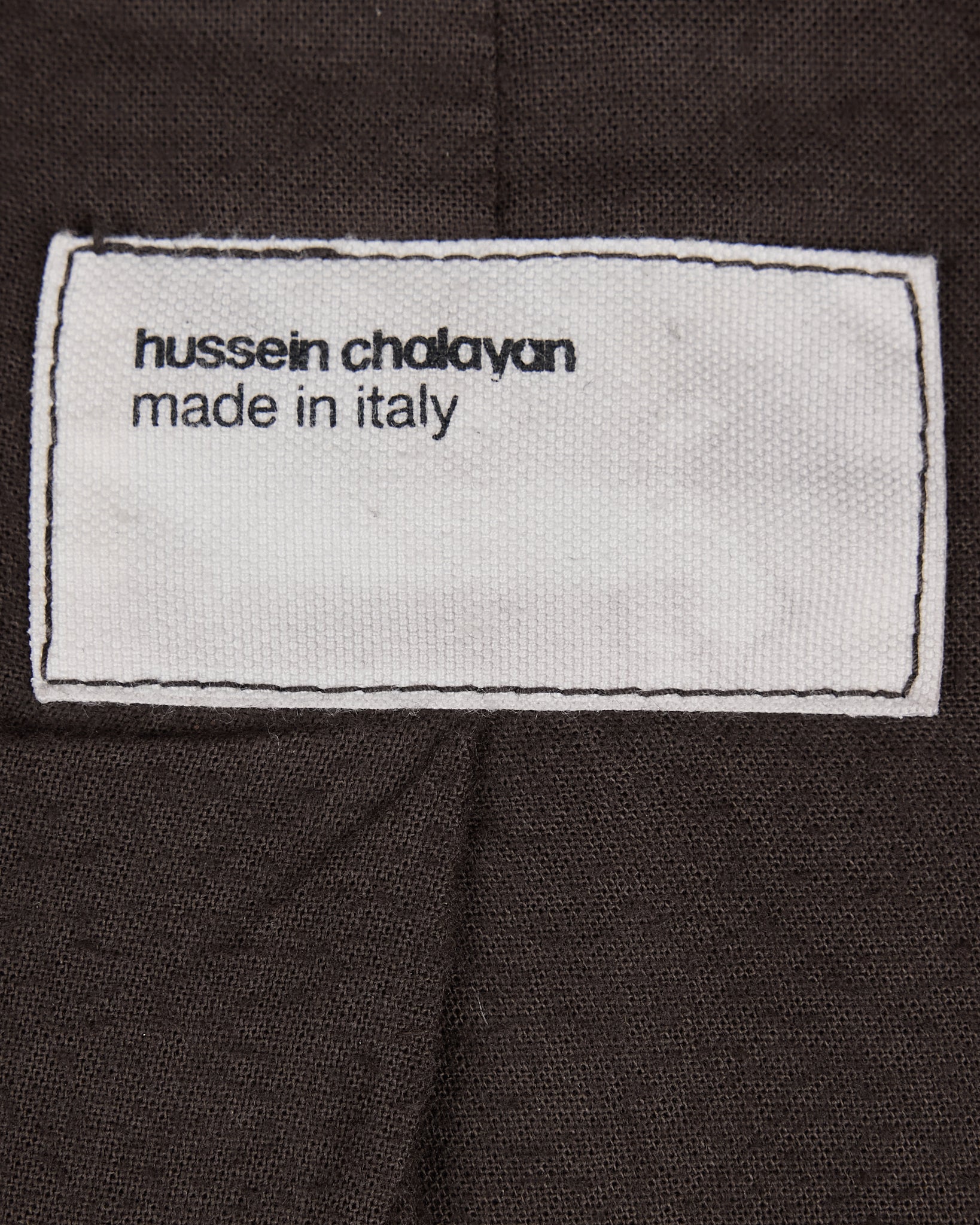 Hussein Chalayan Brown Field Jacket - AW05 "In Shadows" tag photo
