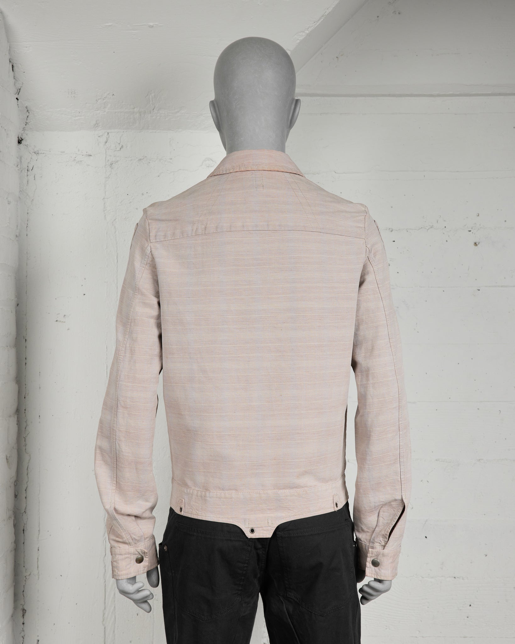 Hussein Chalayan Micro Striped Plaid Work Jacket - SS05 "Act to Institution" back photo