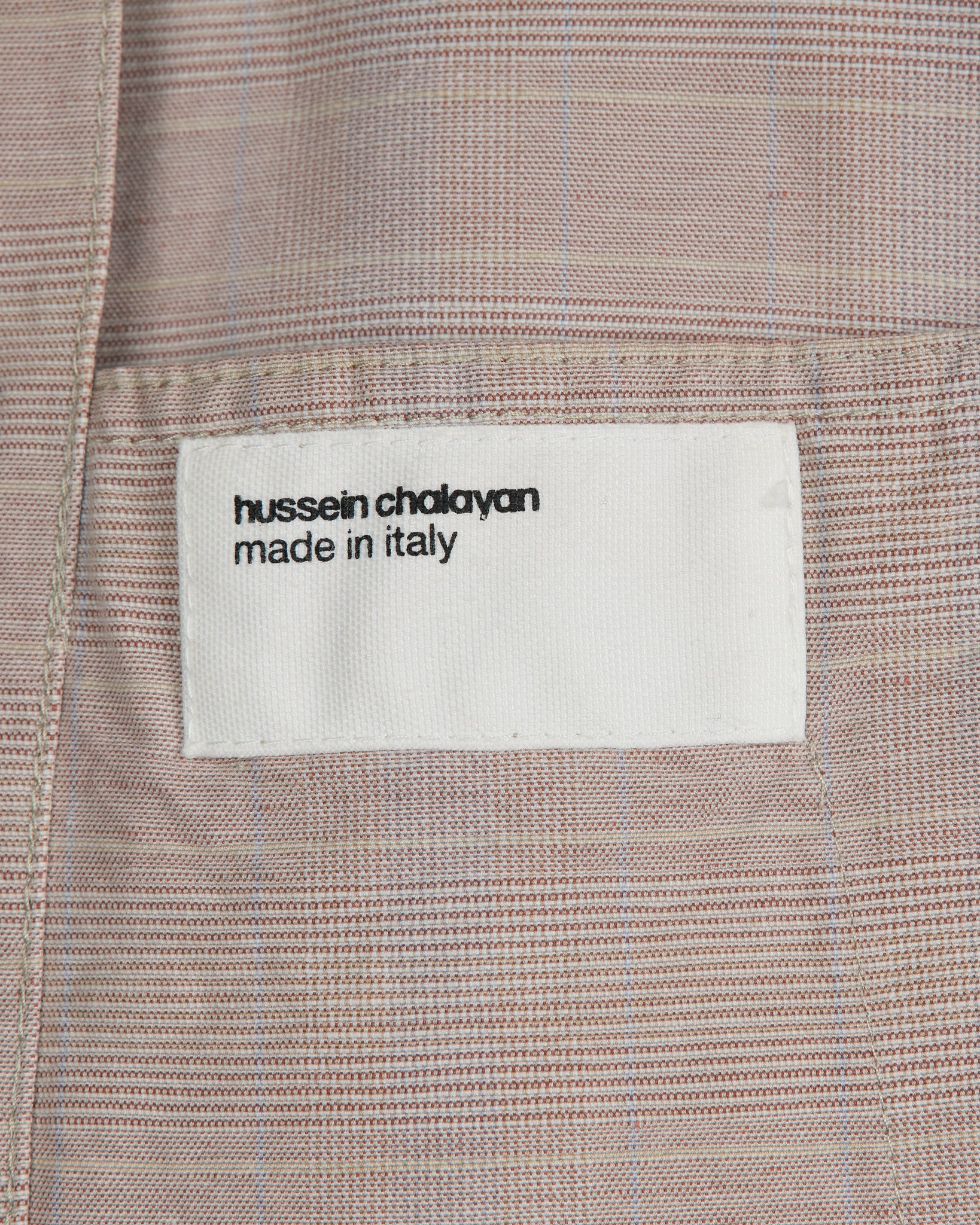 Hussein Chalayan Micro Striped Plaid Work Jacket - SS05 "Act to Institution" tag photo