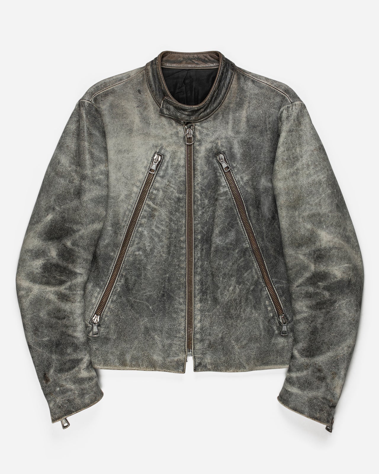 Maison Martin Margiela Five-Zip Distressed Leather Jacket - AW02