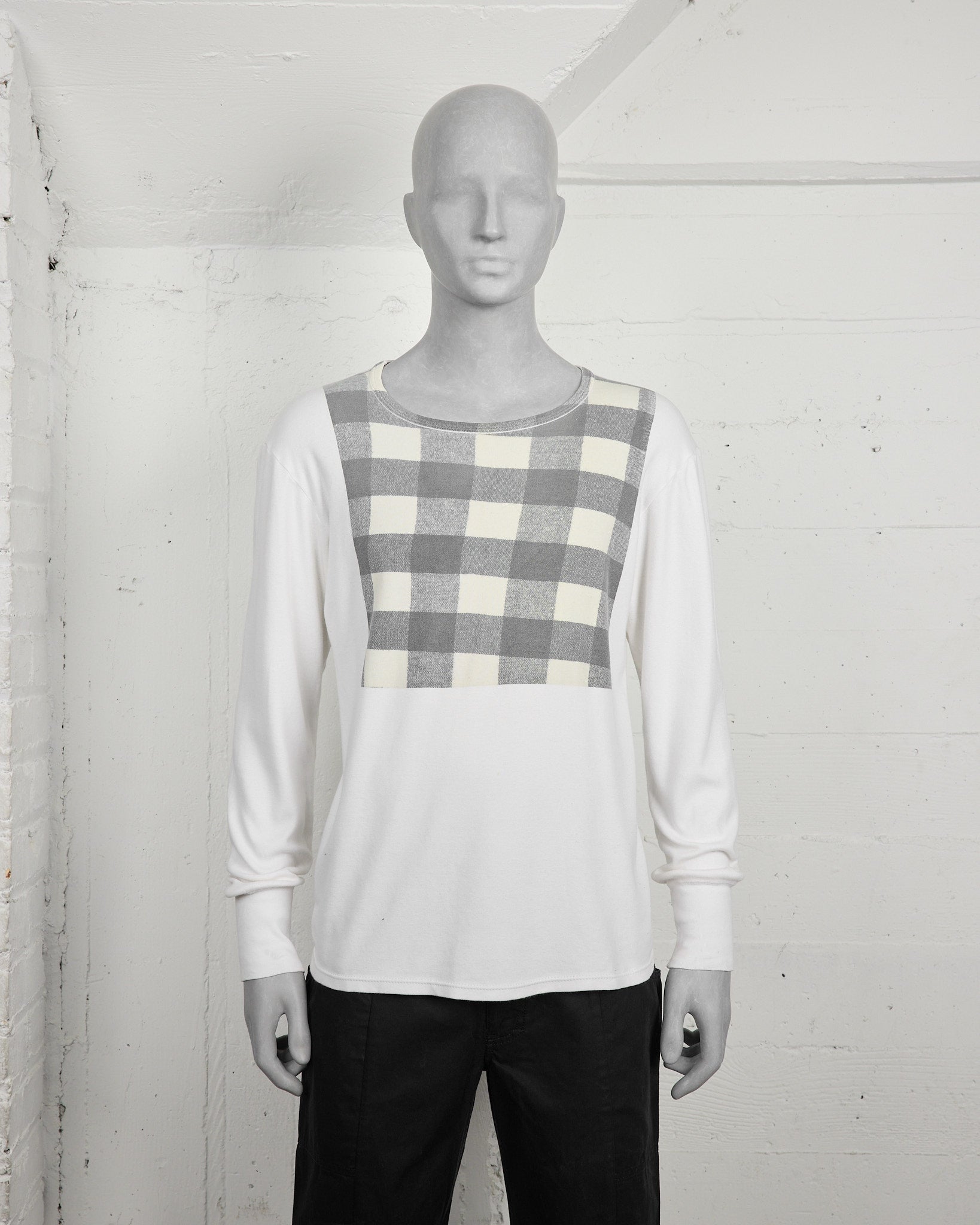 Maison Martin Margiela Line 0 10 Black Trompe L'oeil Plaid Long Sleeve Tee  - AW01