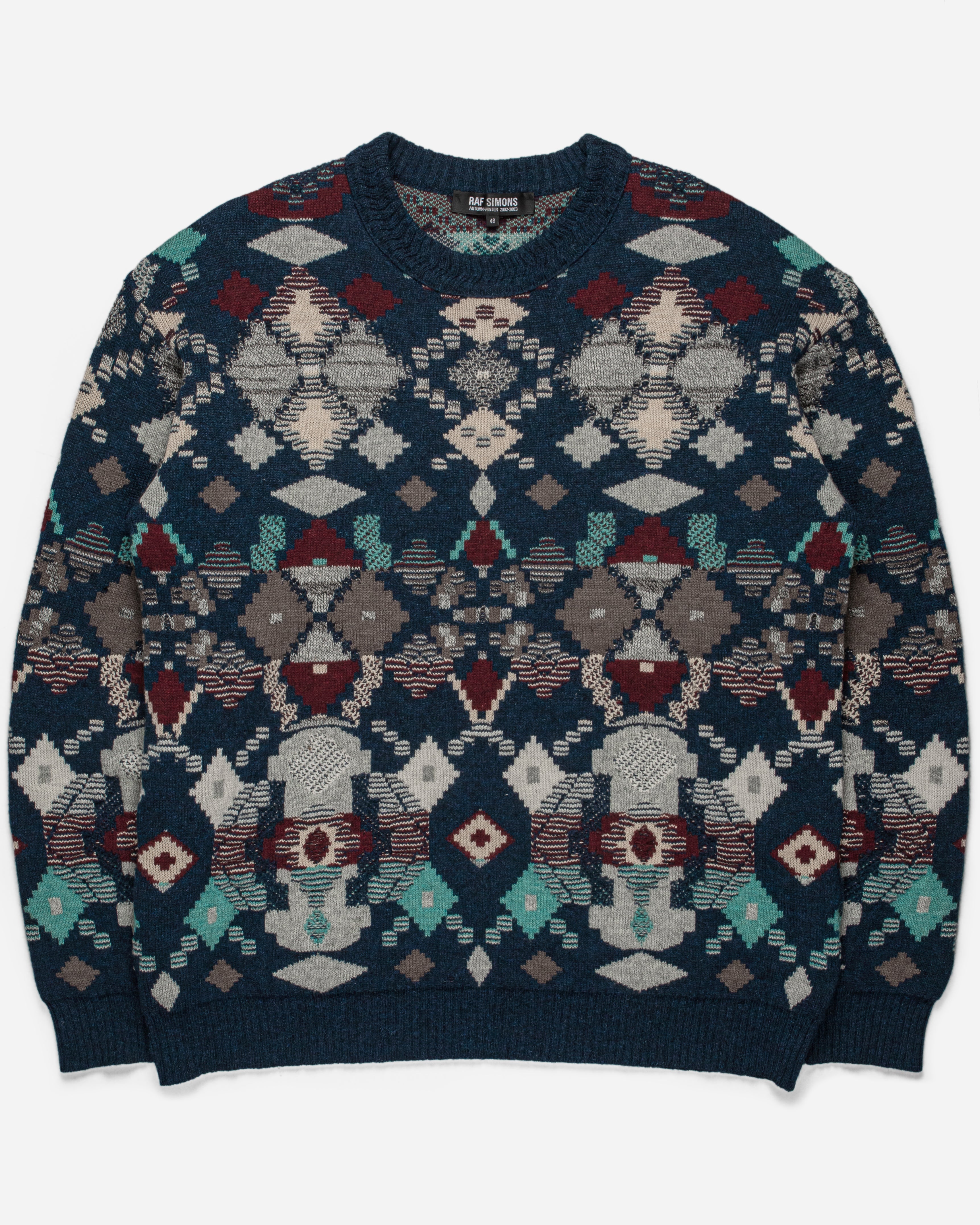 Raf Simons Oversized Wool Fair Isle Knit Sweater- AW02 “Virginia Creeper”