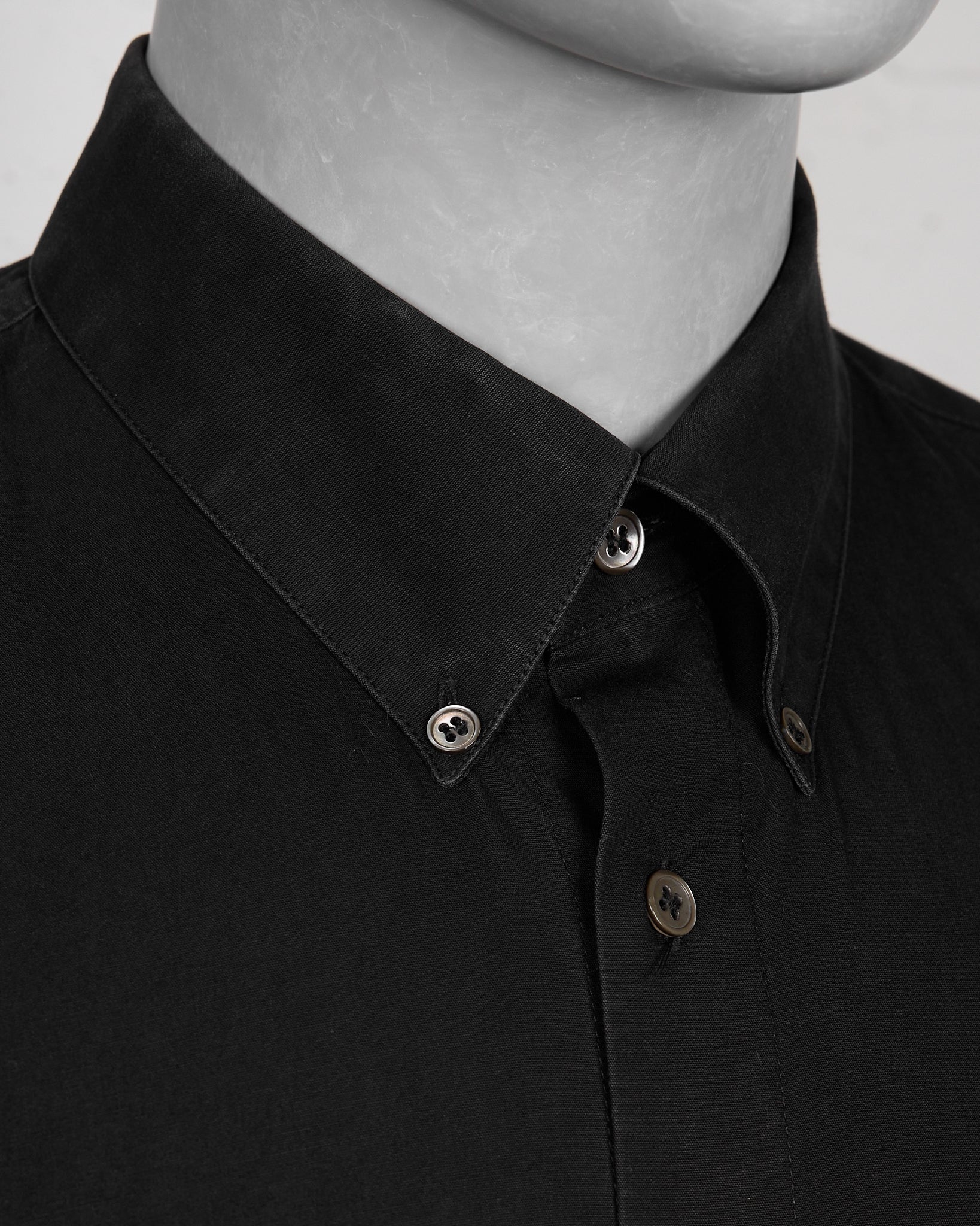 Raf Simons Black Button Down Shirt - AW00 "Confusion" collar detail