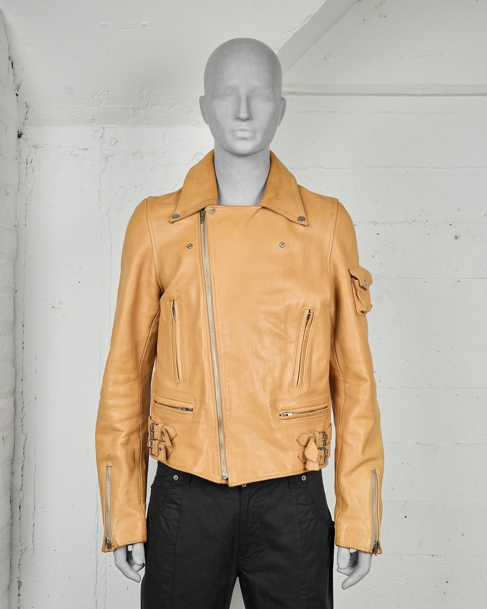 Raf Simons Leather Riders Jacket - AW03 “Closer” - SILVER LEAGUE