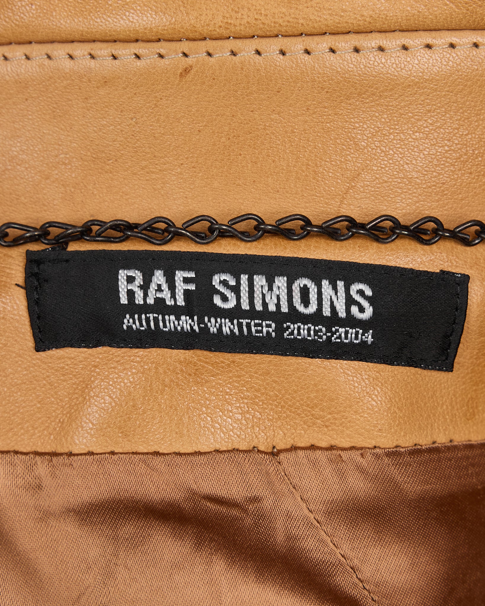 Raf Simons Leather Riders Jacket - AW03 “Closer” tag detail