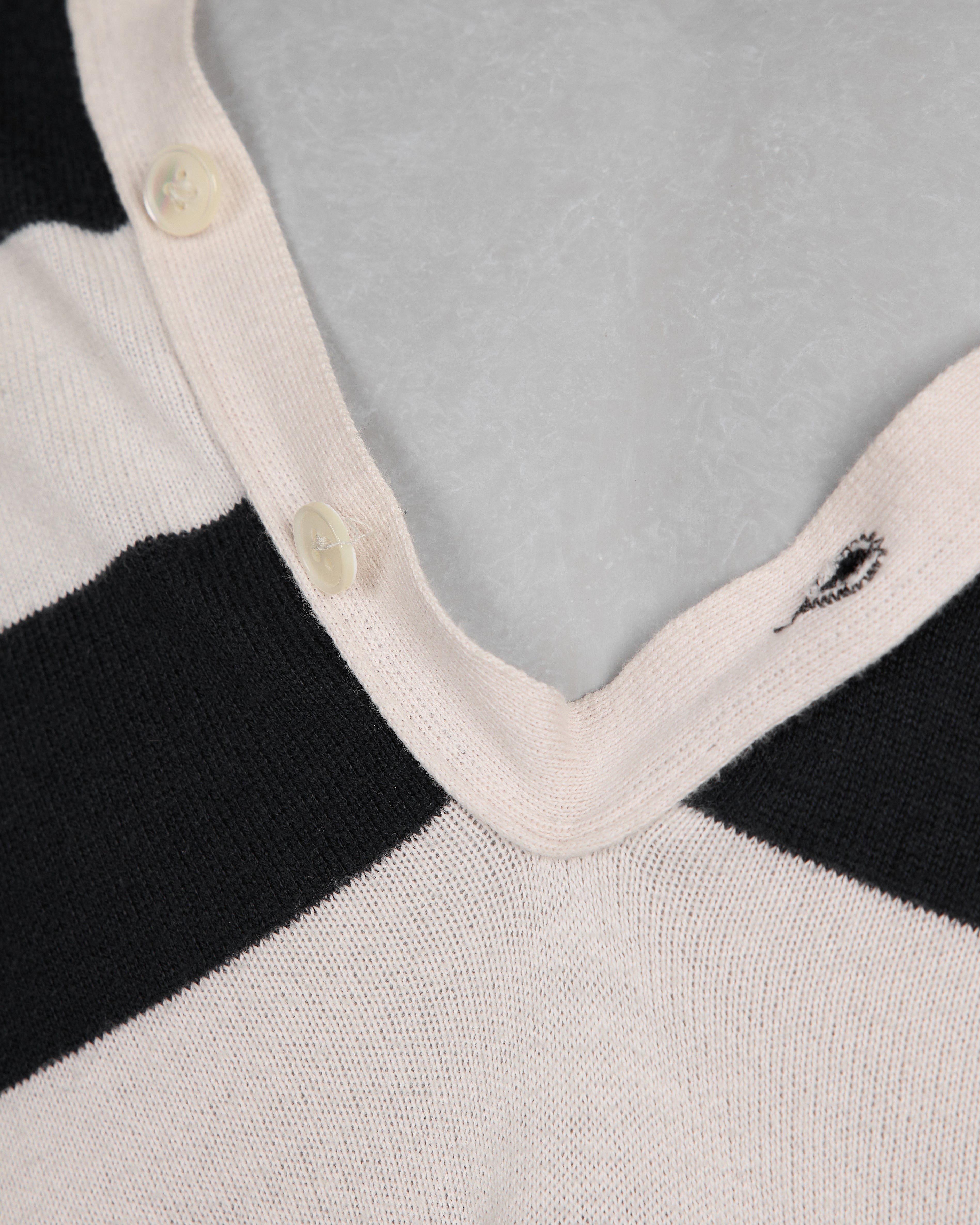 Helmut Lang Striped Knitted Polo - AW96 - SILVER LEAGUE