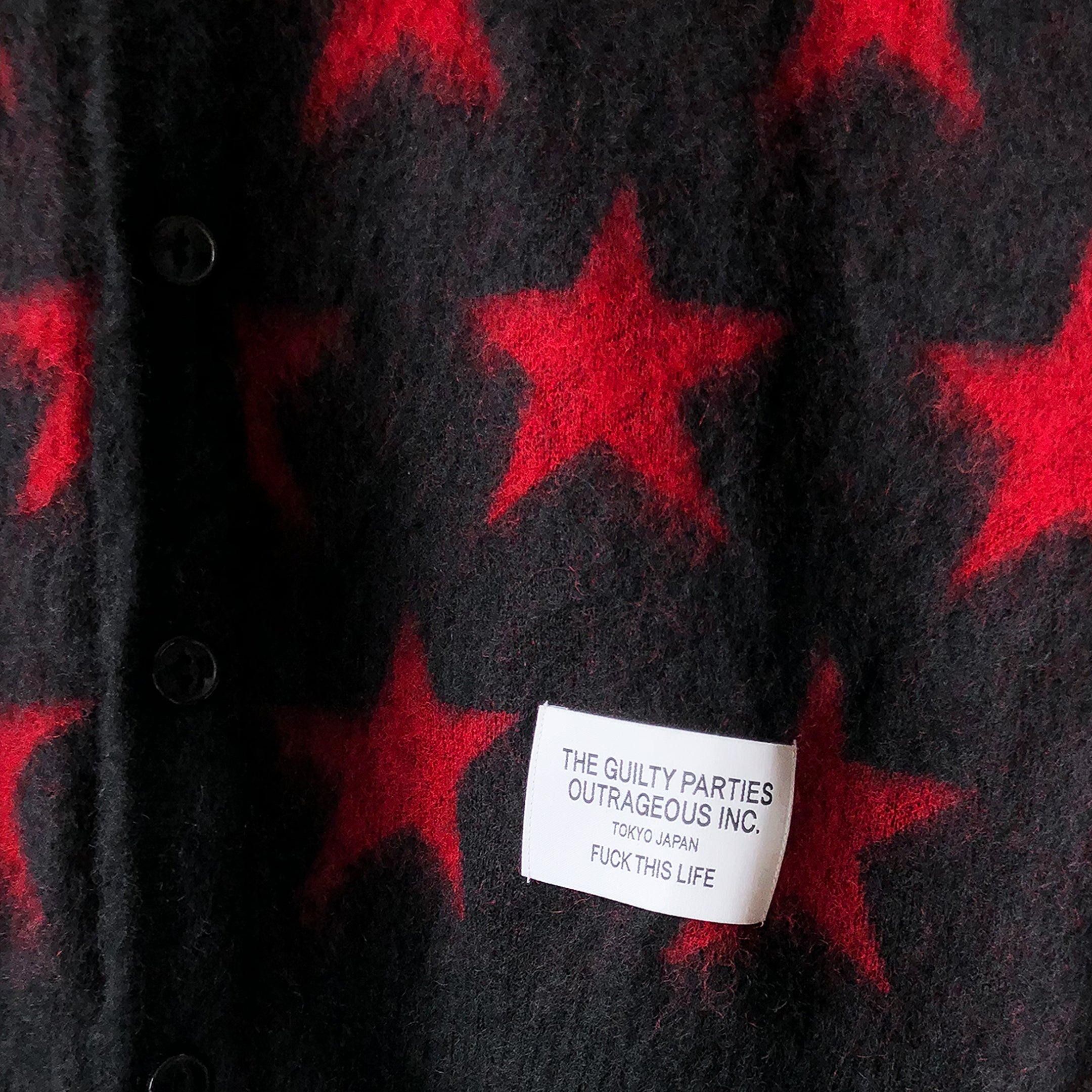 Wacko Maria Black/Red Mohair Star Cardigan - AW12 - SILVER LEAGUE