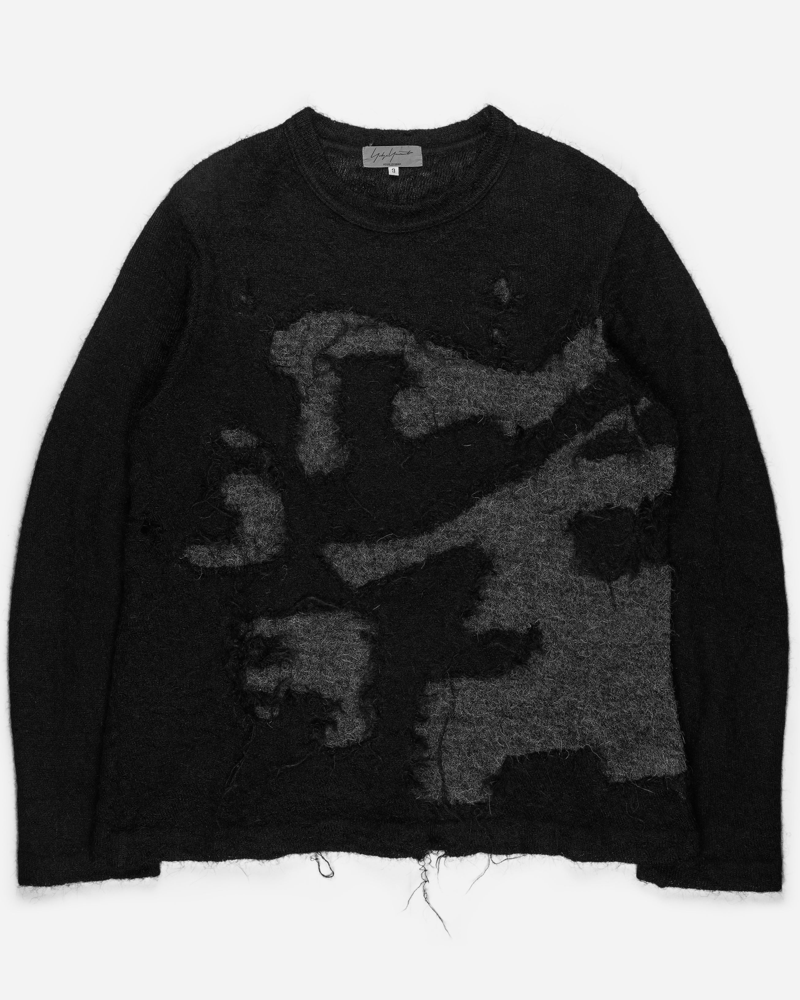 Yohji Yamamoto Pour Homme Abstract Distressed Alpaca Knitted Sweater - AW04