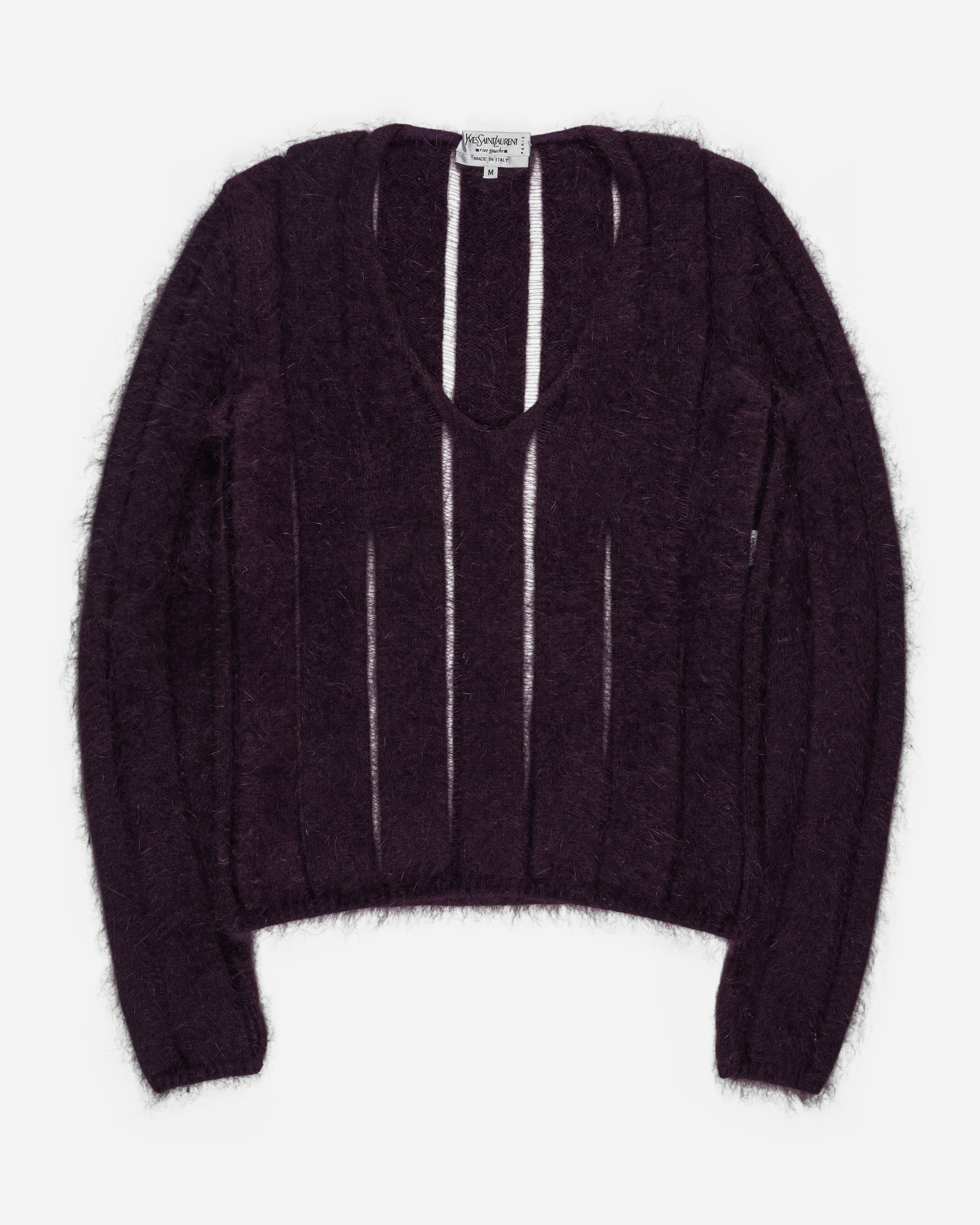 Yves Saint Laurent Rive Gauche by Tom Ford Plum Angora Drop-Stitch Knit  Sweater - AW01