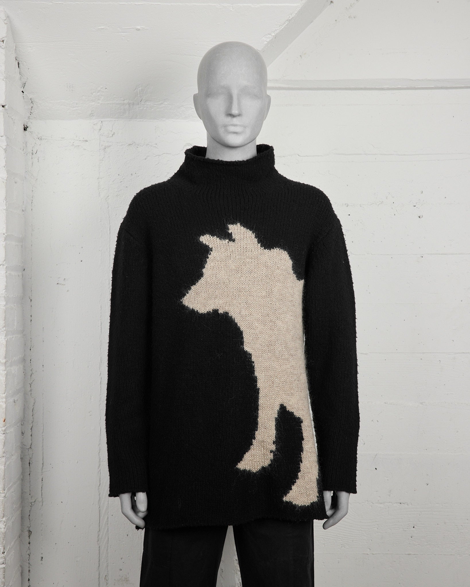 Yohji Yamamoto Pour Homme Wolf Mock-Neck Knitted Sweater - AD2010