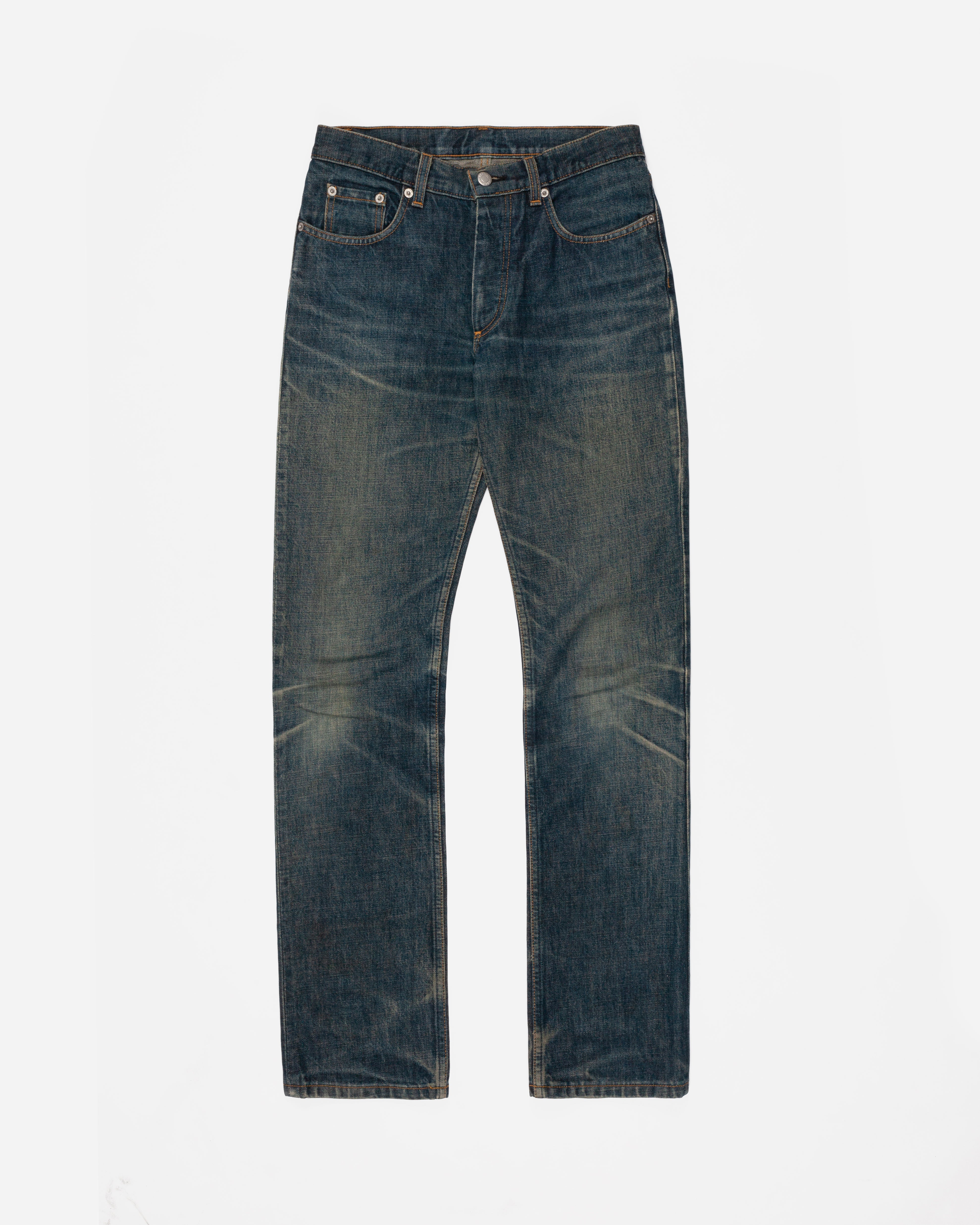 Helmut Lang Blue Dirt Wash Jeans - 1998 - SILVER LEAGUE