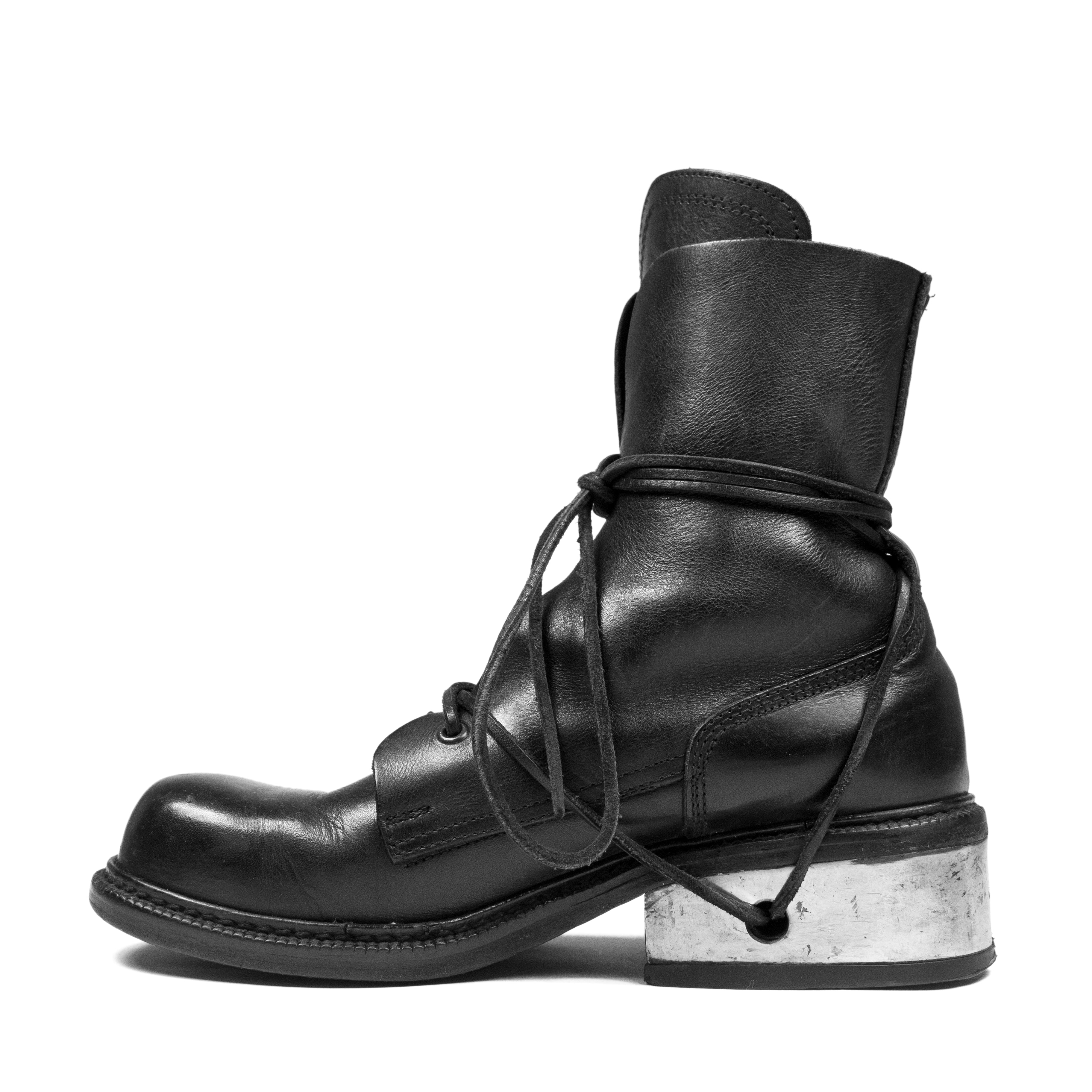 Dirk Bikkembergs Black Steel Heel Boot - 1990s - SILVER LEAGUE