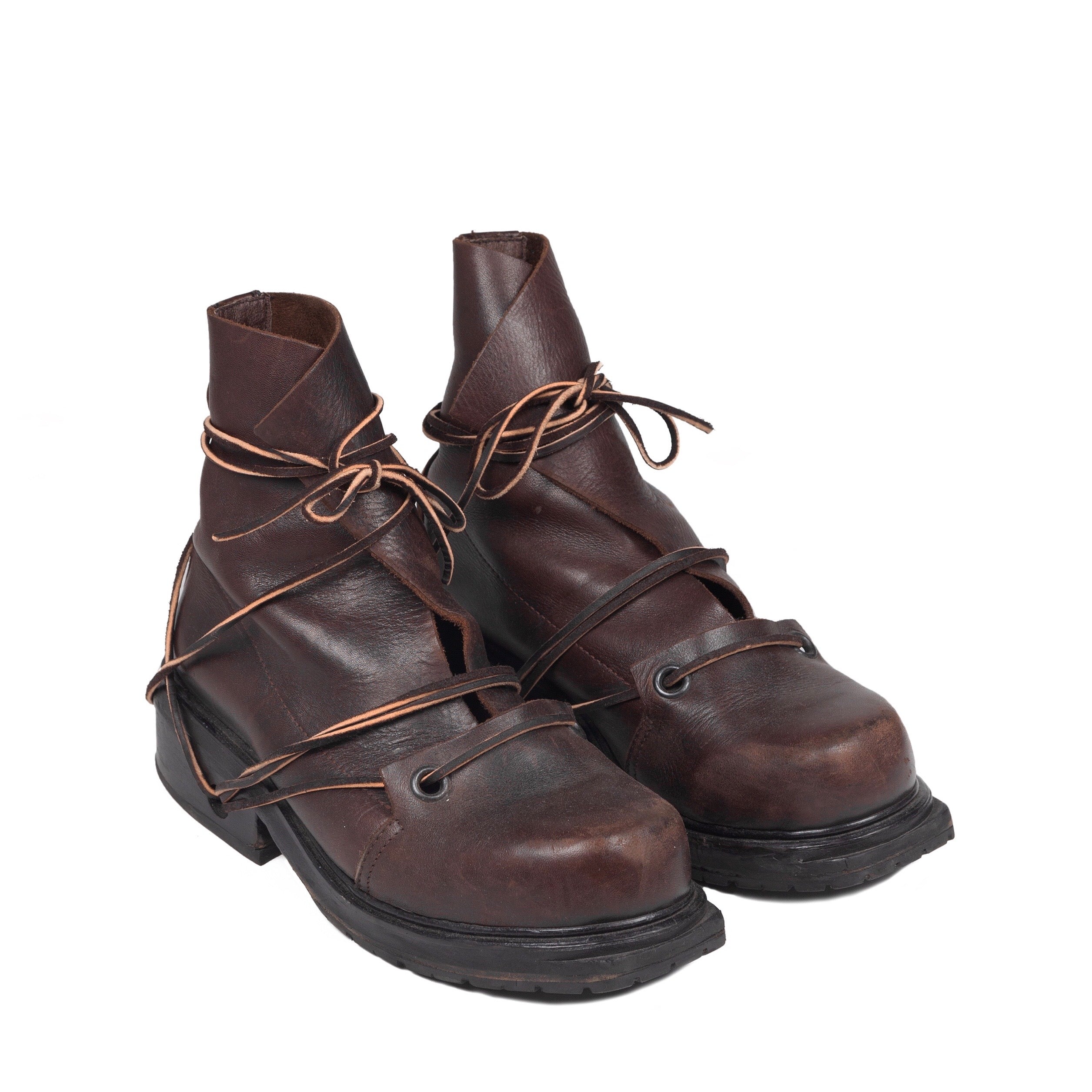 Dirk Bikkembergs Brown Leather Boot - 1990s - SILVER LEAGUE