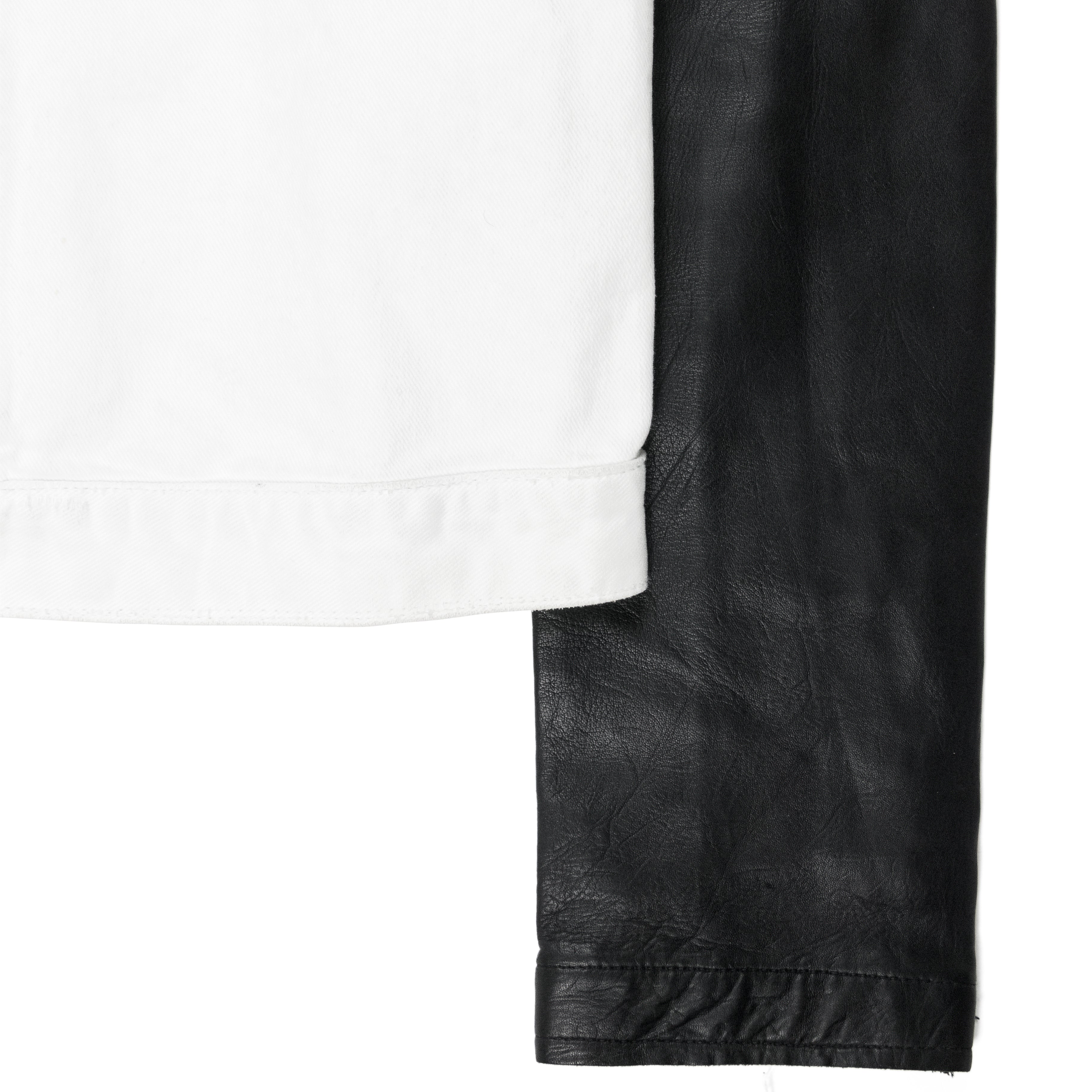 Helmut Lang Leather Sleeve Denim Jacket - SS03 - SILVER LEAGUE
