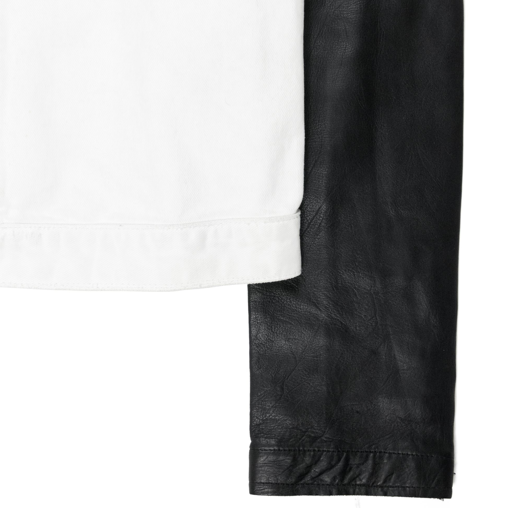 Helmut Lang SS03 Leather Sleeve Denim Jacket - Ākaibu Store