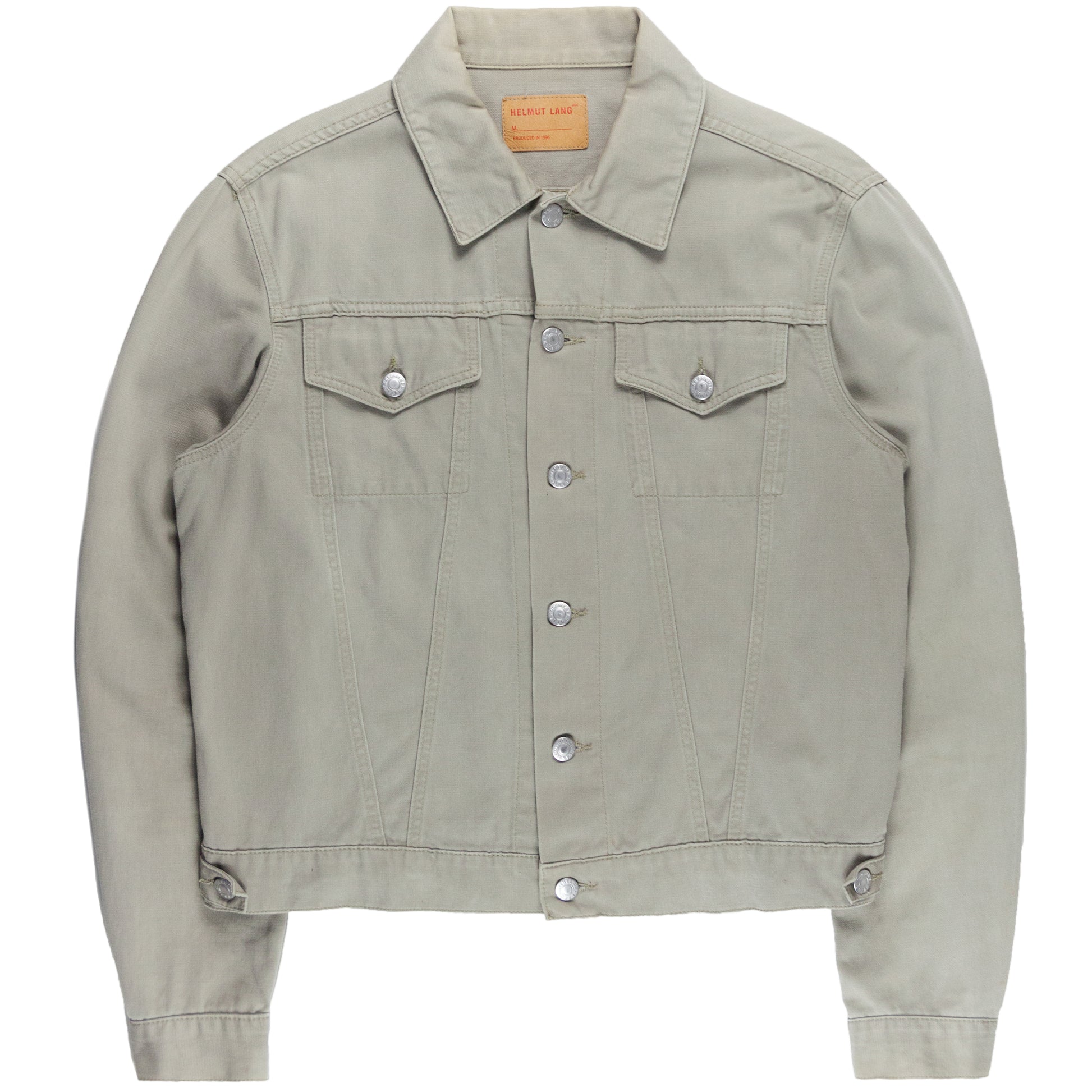 Helmut Lang Taupe Painted Stripe Denim Jacket - AW96 - SILVER LEAGUE