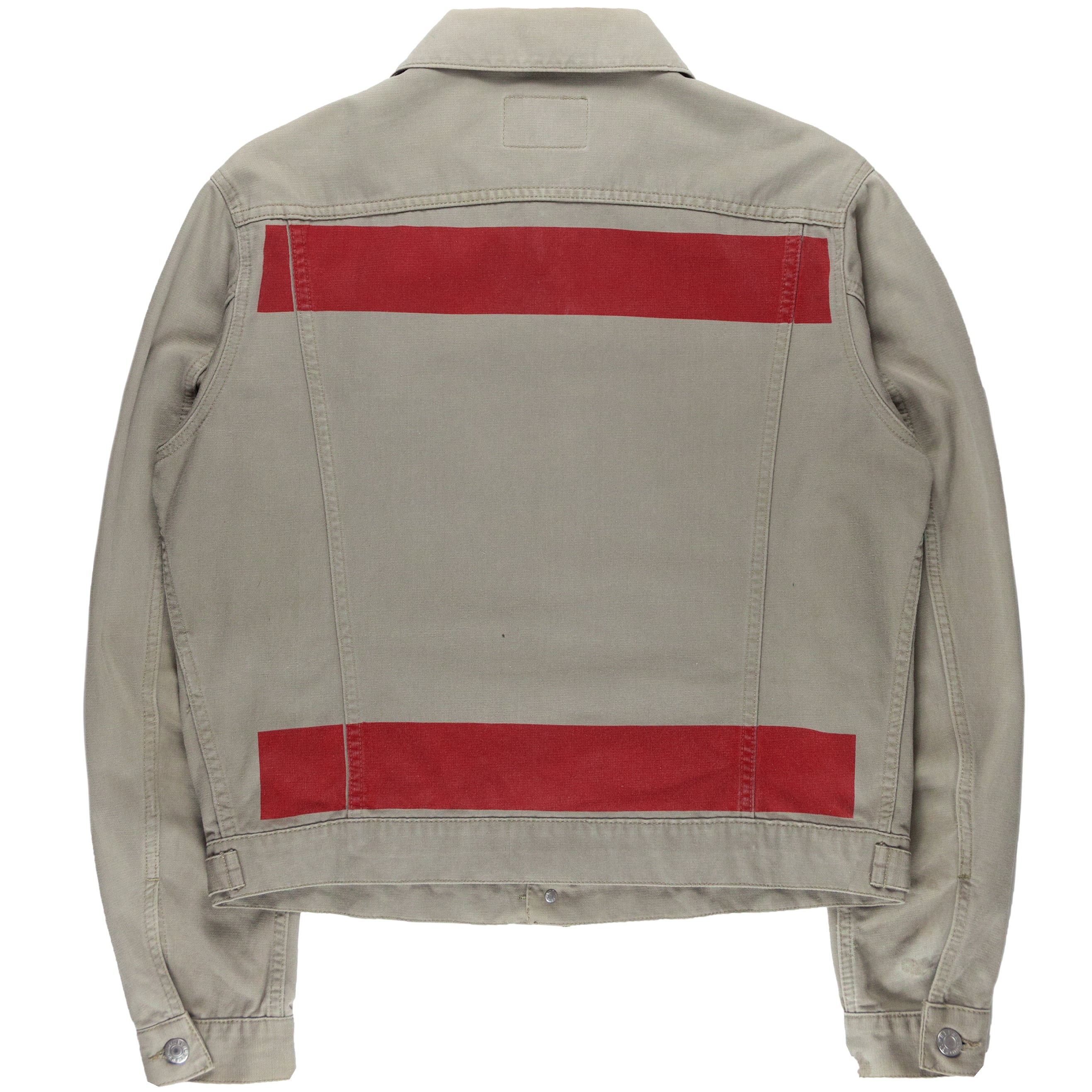 Helmut Lang Taupe Painted Stripe Denim Jacket - AW96 - SILVER LEAGUE