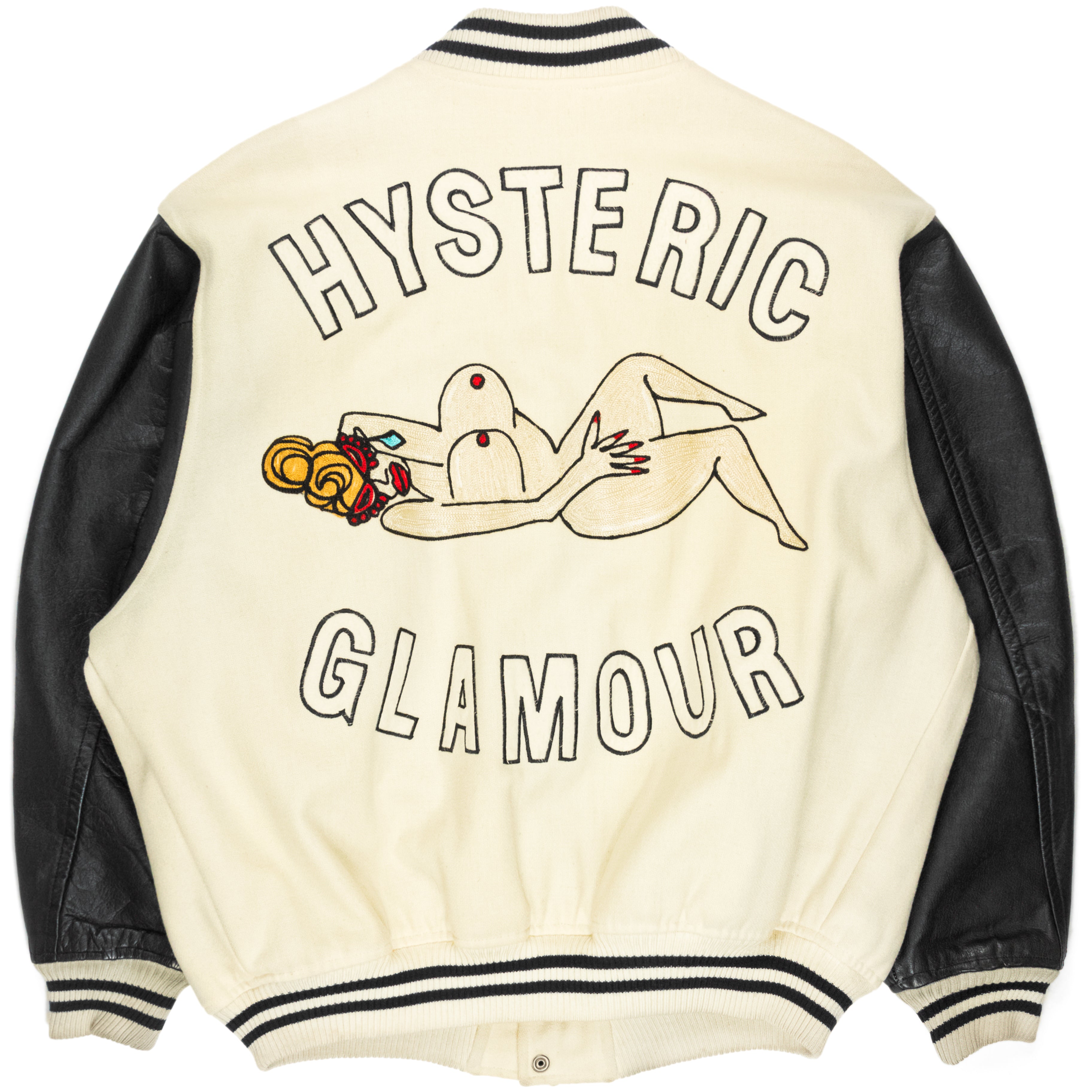 Hysteric Glamour Wool Stadium Bomber Jacket SILVER LEAGUE