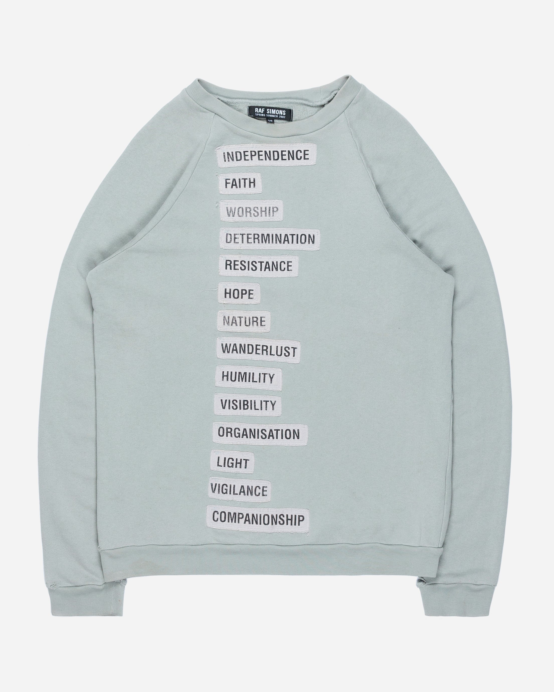 Raf Simons Mint Independence Patched Sweatshirt - SS02 “Woe on those who…”