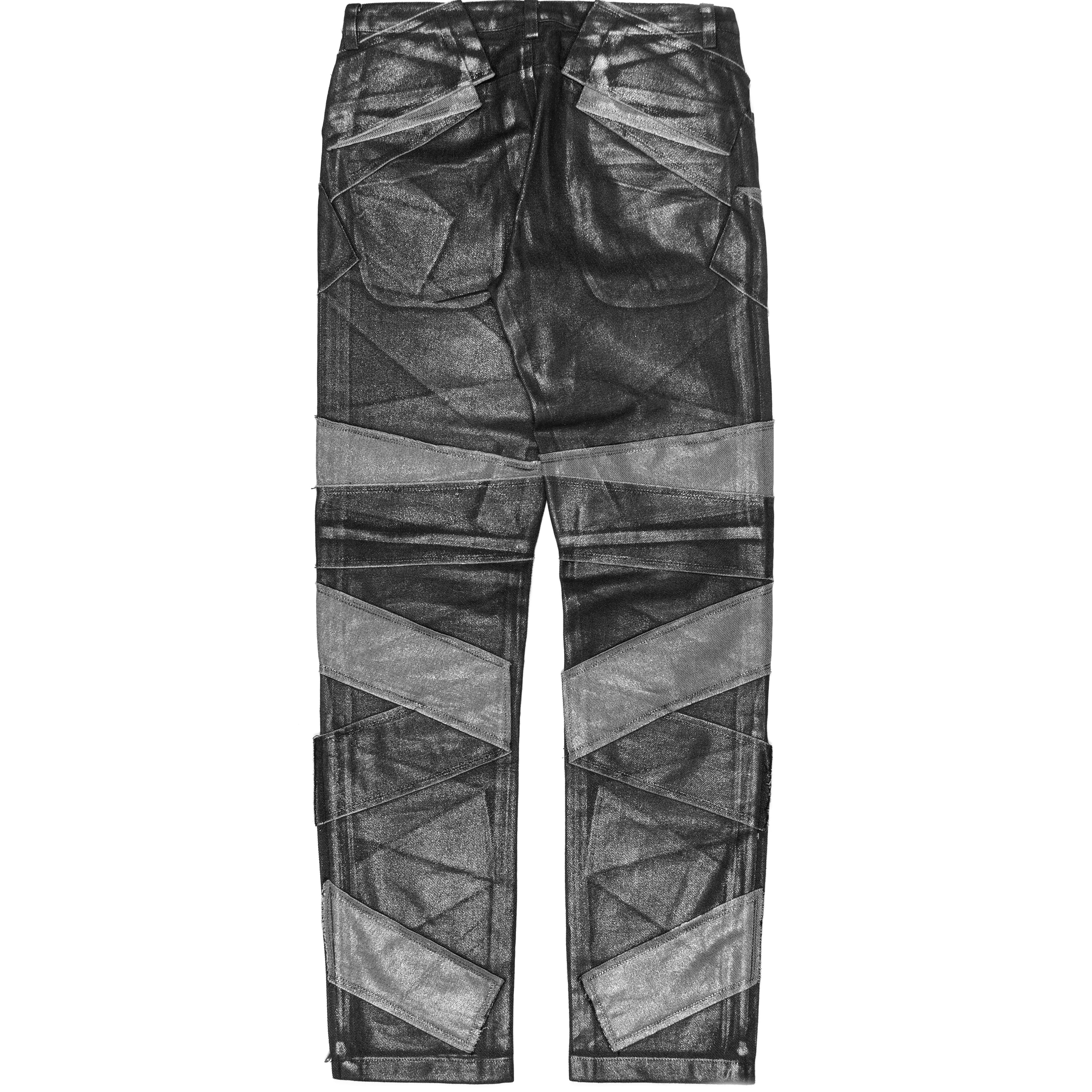 Issey Miyake Layered Patchwork Coated Denim - SILVER LEAGUE