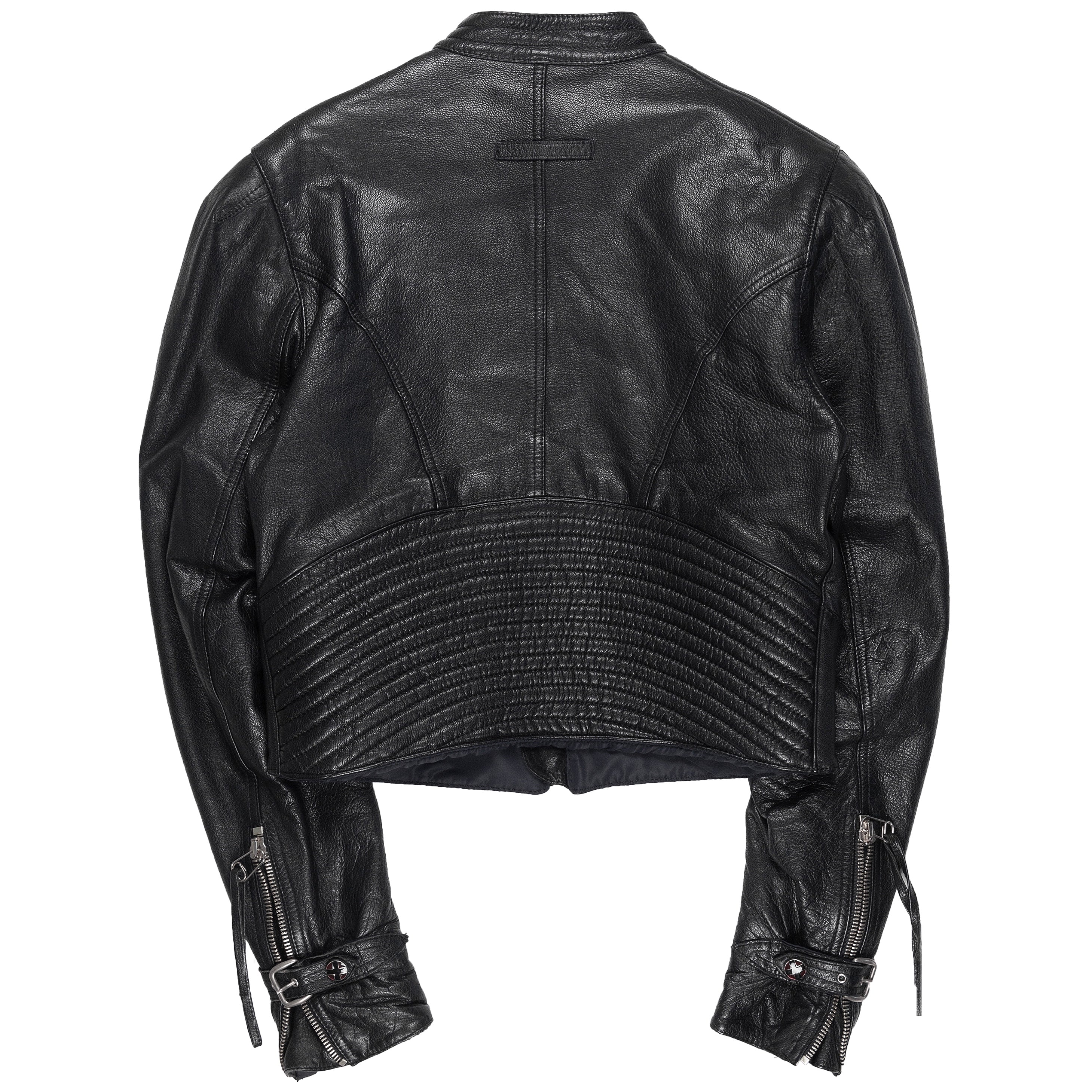 Jean Paul Gaultier Pleated Leather MC Moto Jacket - SILVER LEAGUE