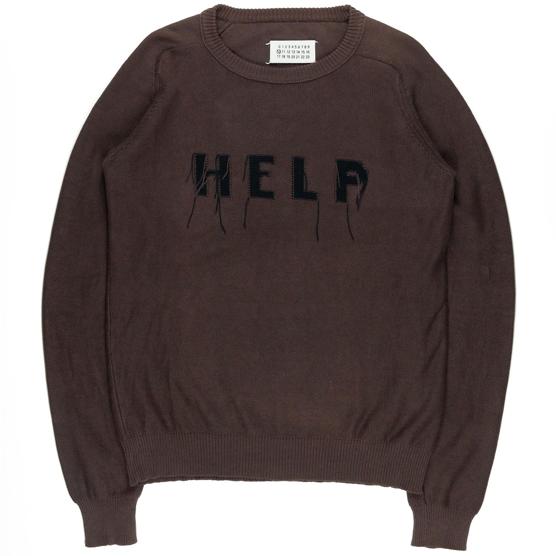 Maison Martin Margiela Line 10 Brown “Help” Knitted Sweater - SS06