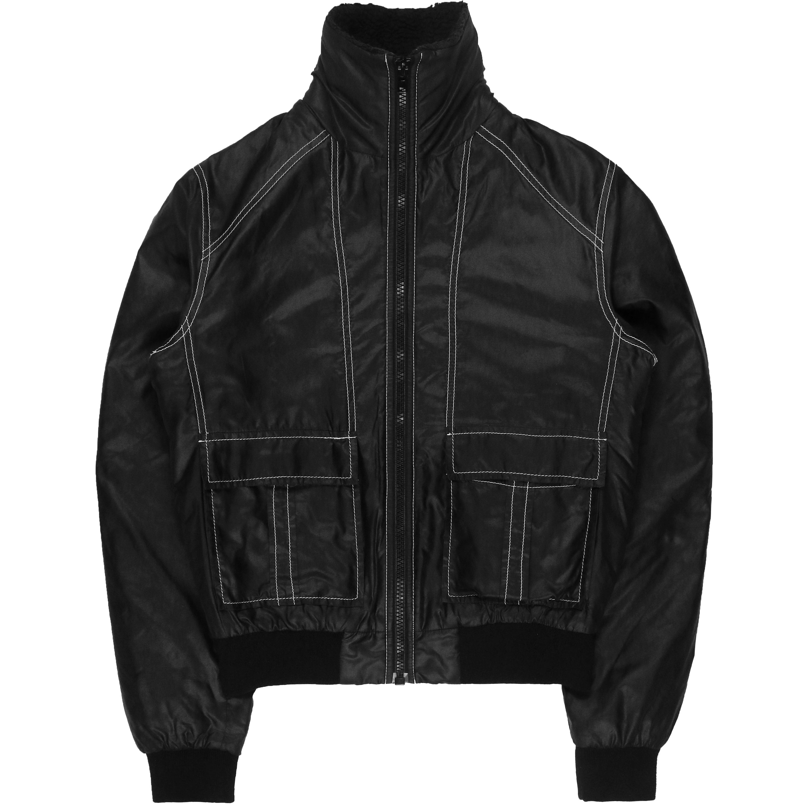 Maison Martin Margiela High Neck Contrast Stitched Nylon Jacket