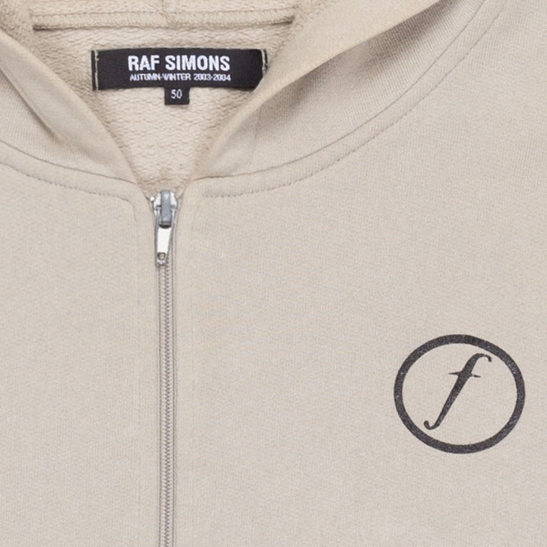 Raf Simons Beige Factory Records Zip-Up Hoodie - AW03 “Closer”