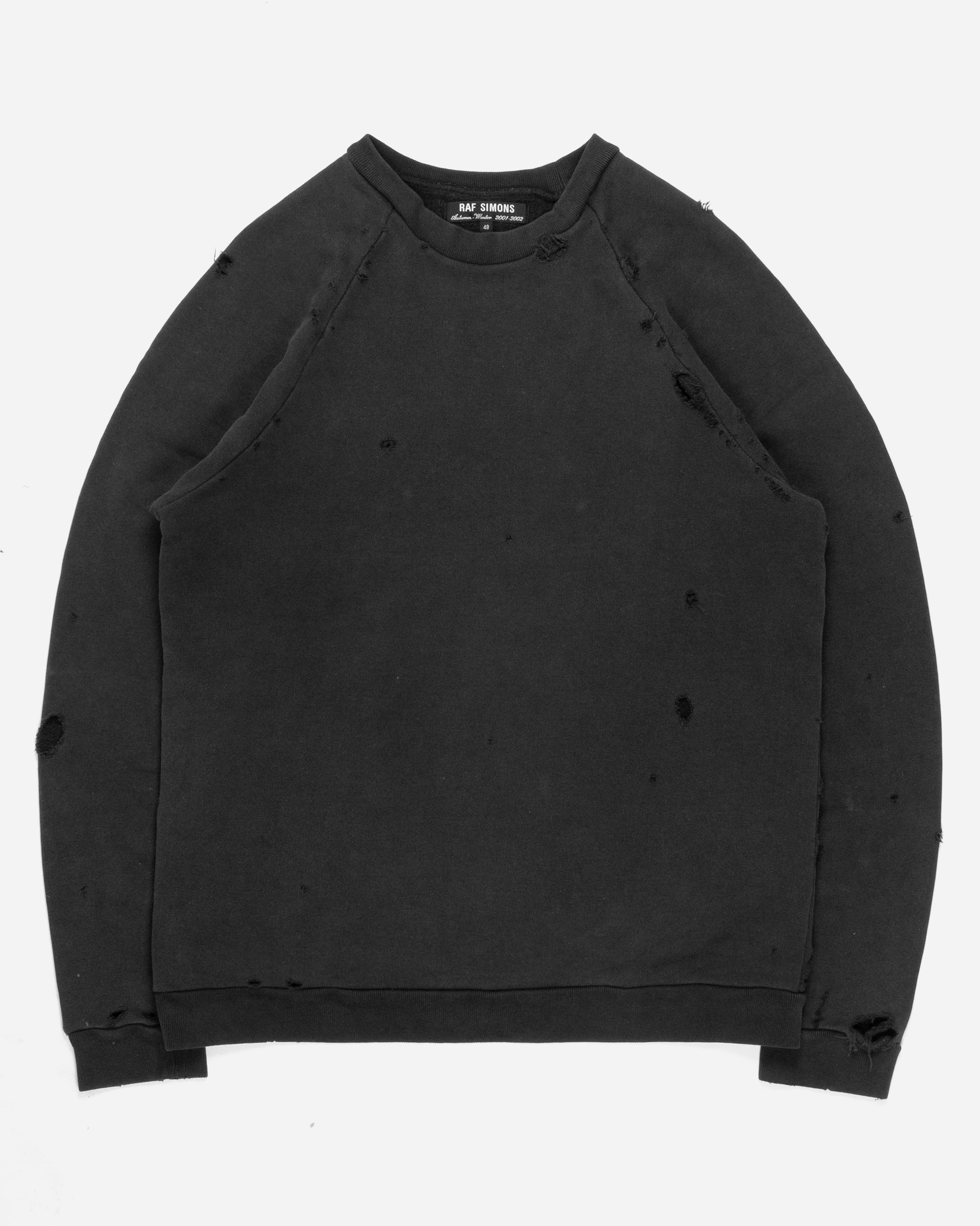 Raf Simons Distressed Raglan Sweatshirt - AW01 “Riot Riot Riot”