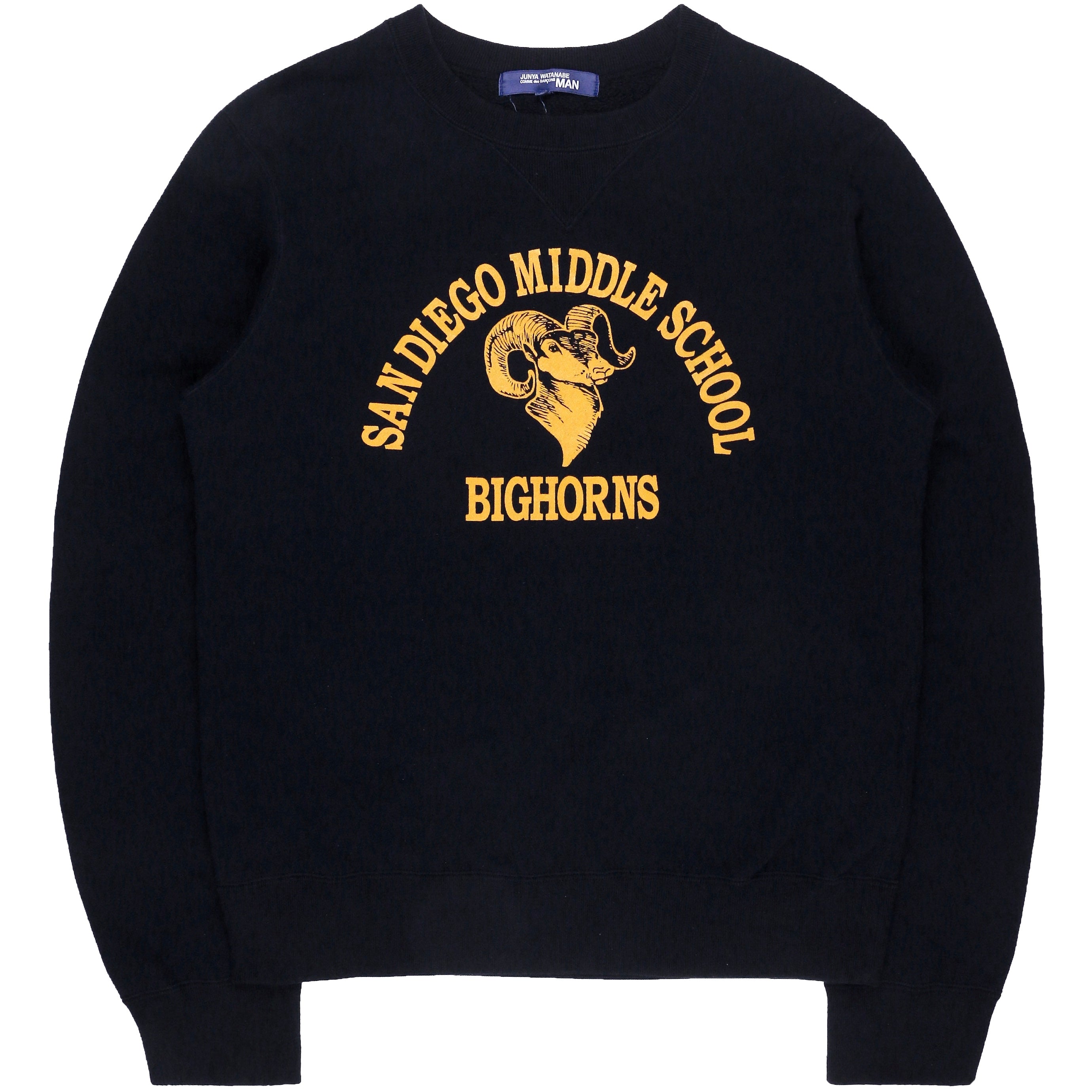 Junya Watanabe San Diego Middle School “Bighorns” Navy Crewneck Sweatshirt  - AD2002