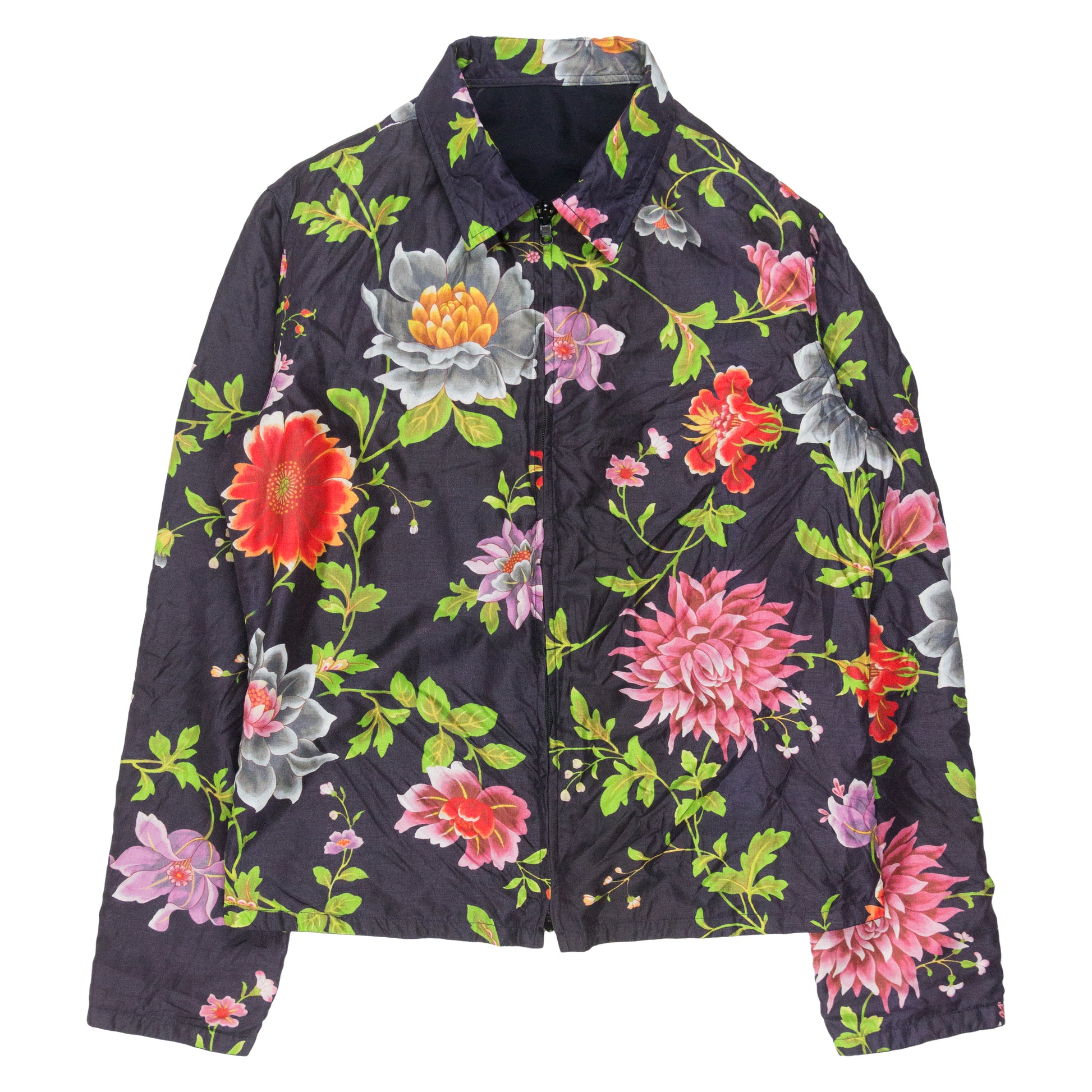 Reversible Floral-Print Jean Jacket